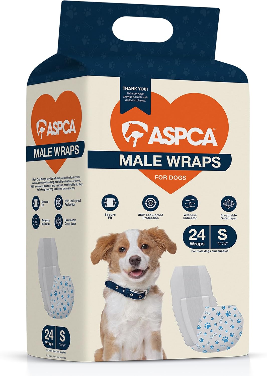 Aspca Size S Male Dog Diapers 24Ct Waist Sz 12"- 19"
