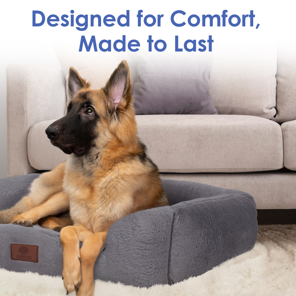 Akc Plush 25" Cuddler Pet Bed Rolled Package Gray