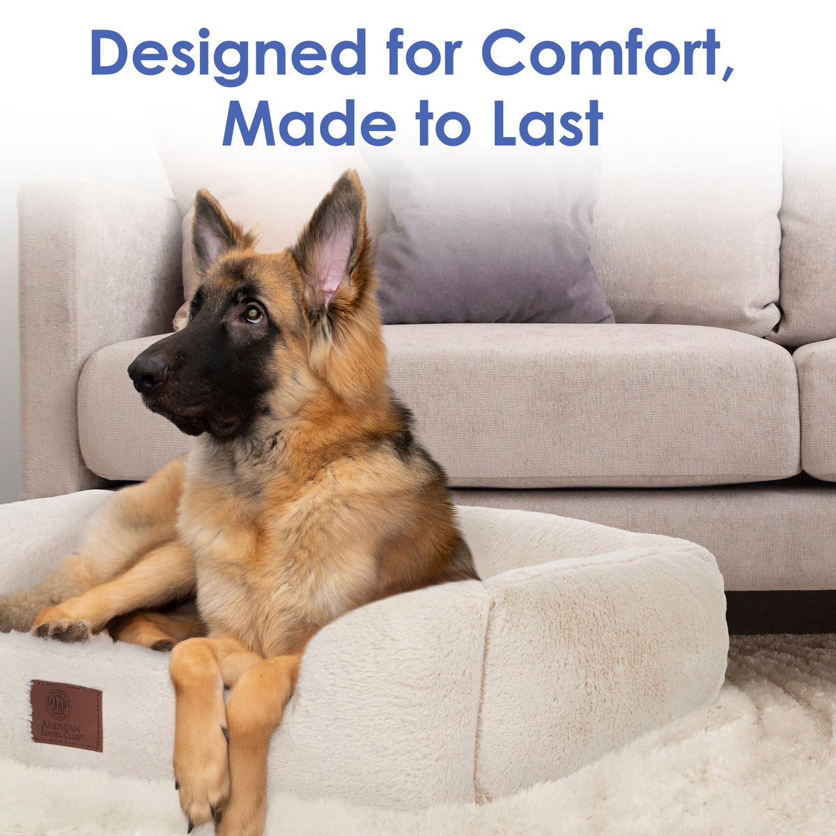 Akc Plush 25" Cuddler Pet Bed Rolled Package Beige