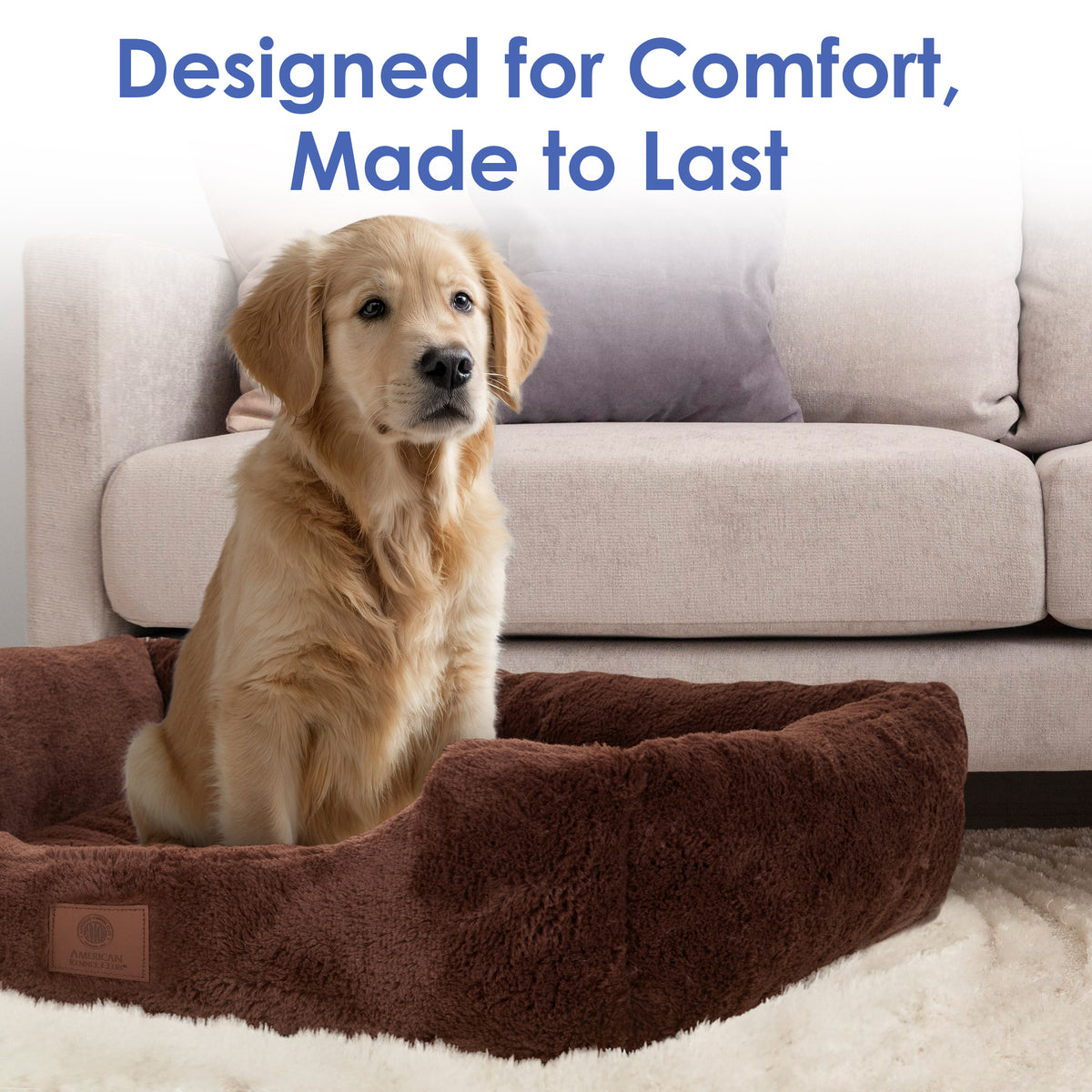 Akc Plush 25" Cuddler Pet Bed Rolled Package Brown