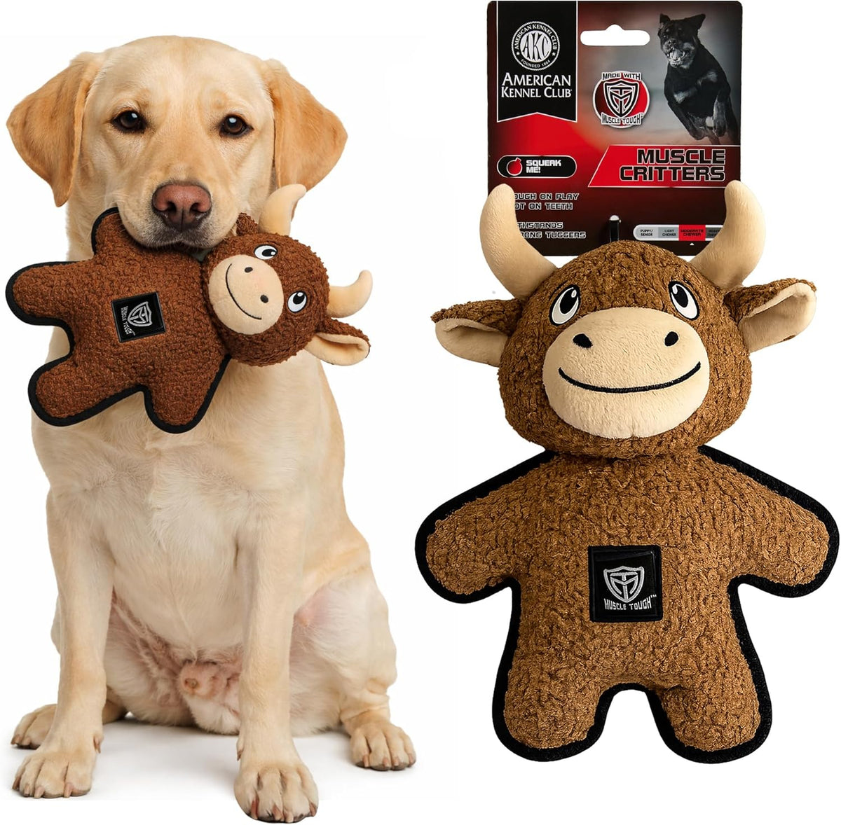 Akc Muscle Tough Bull Plush Dog Toy