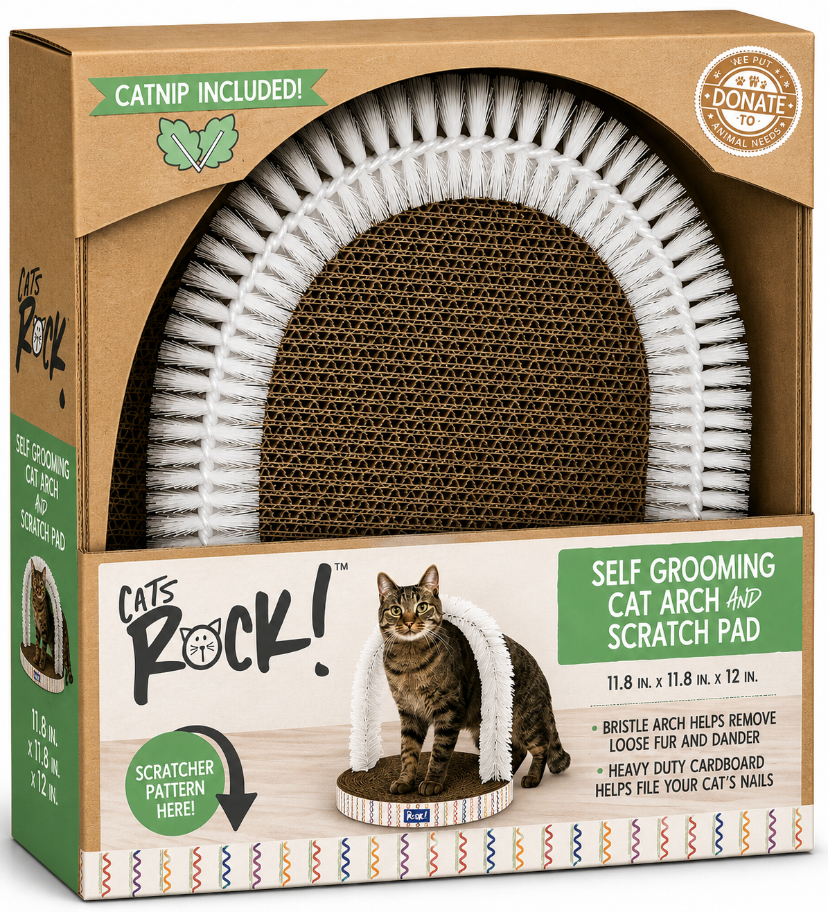 Cats Rock Cat Scratch Pad With Wire Brush And Catnip Squiggly Stripes