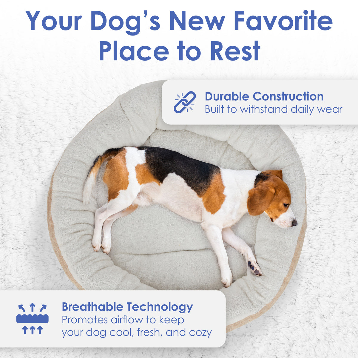 Akc Mason 25" Round Pet Bed Rolled Package Tan