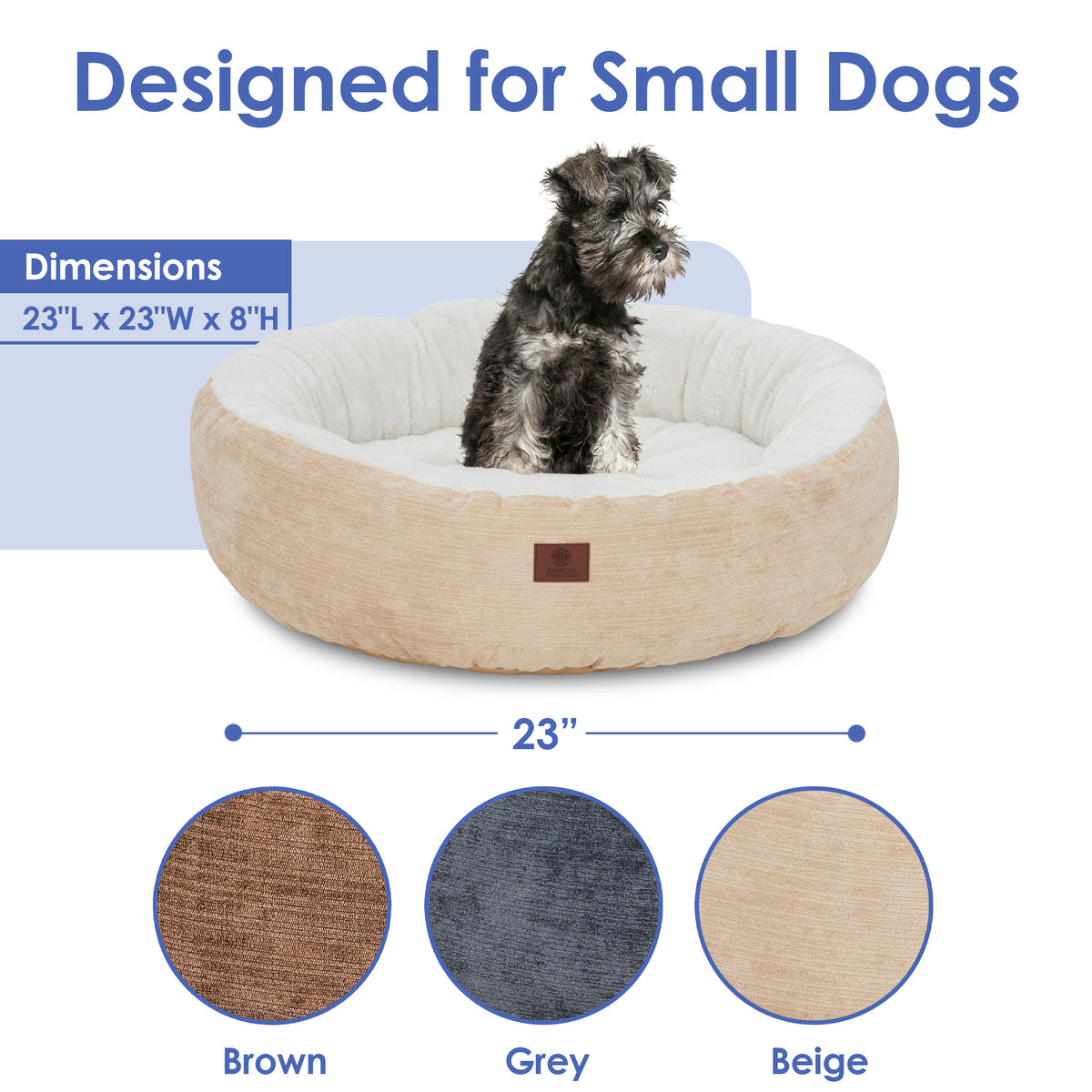 Akc Mason 25" Round Pet Bed Rolled Package Tan