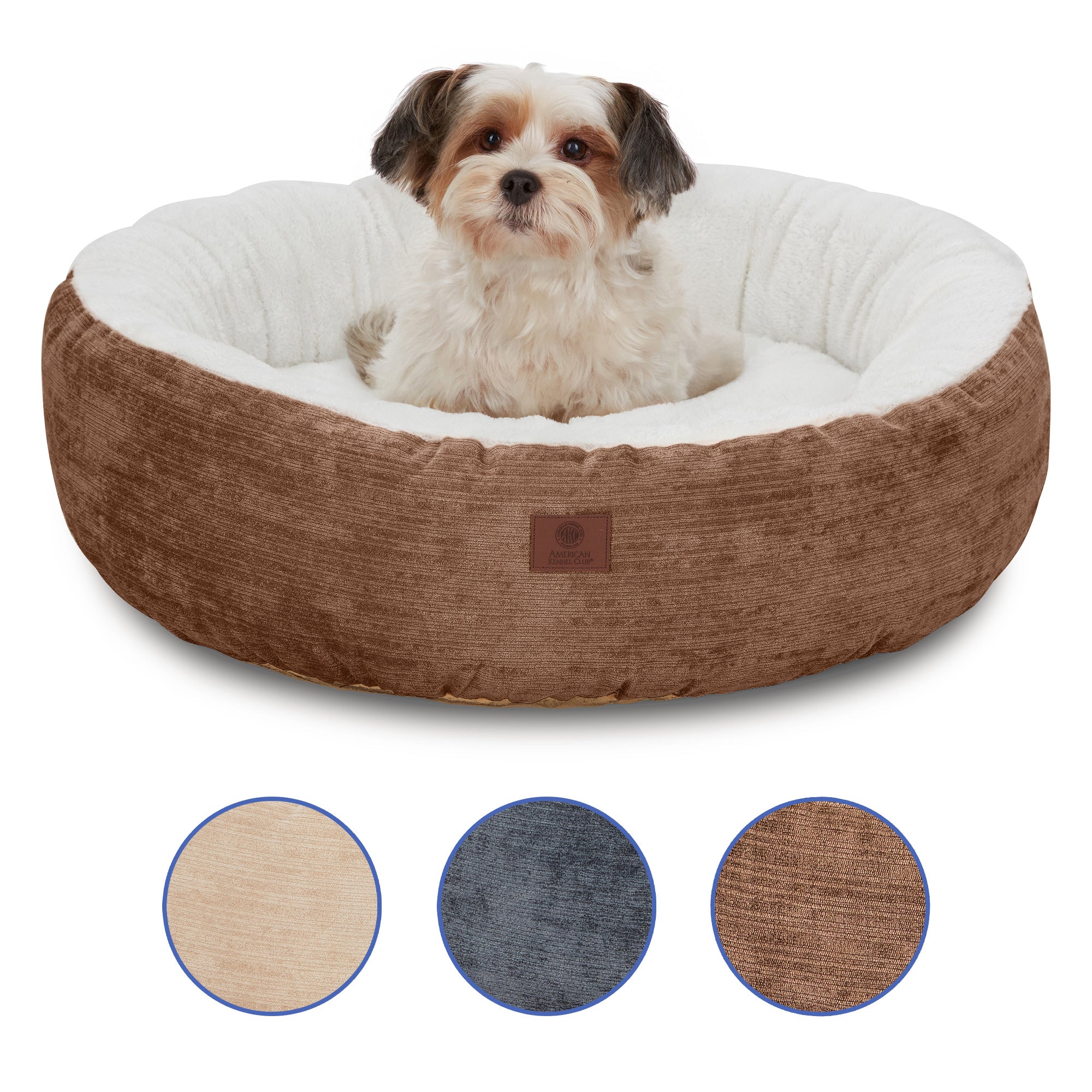 Akc Mason 31" Round Pet Bed Rolled Package Brown