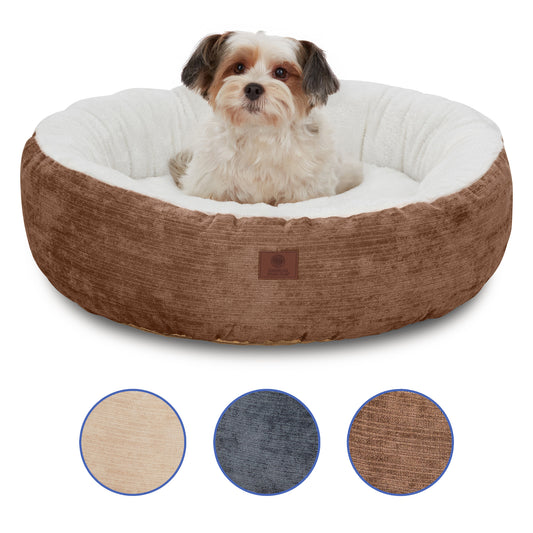 Akc Mason 23" Round Pet Bed Rolled Package Brown