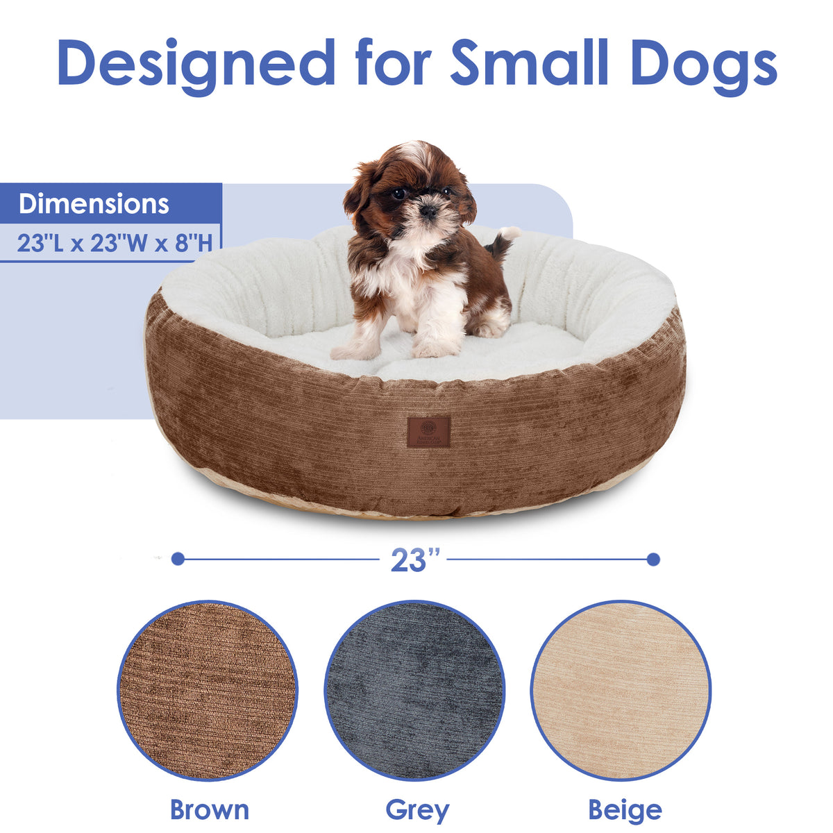 Akc Mason 25" Round Pet Bed Rolled Package Brown