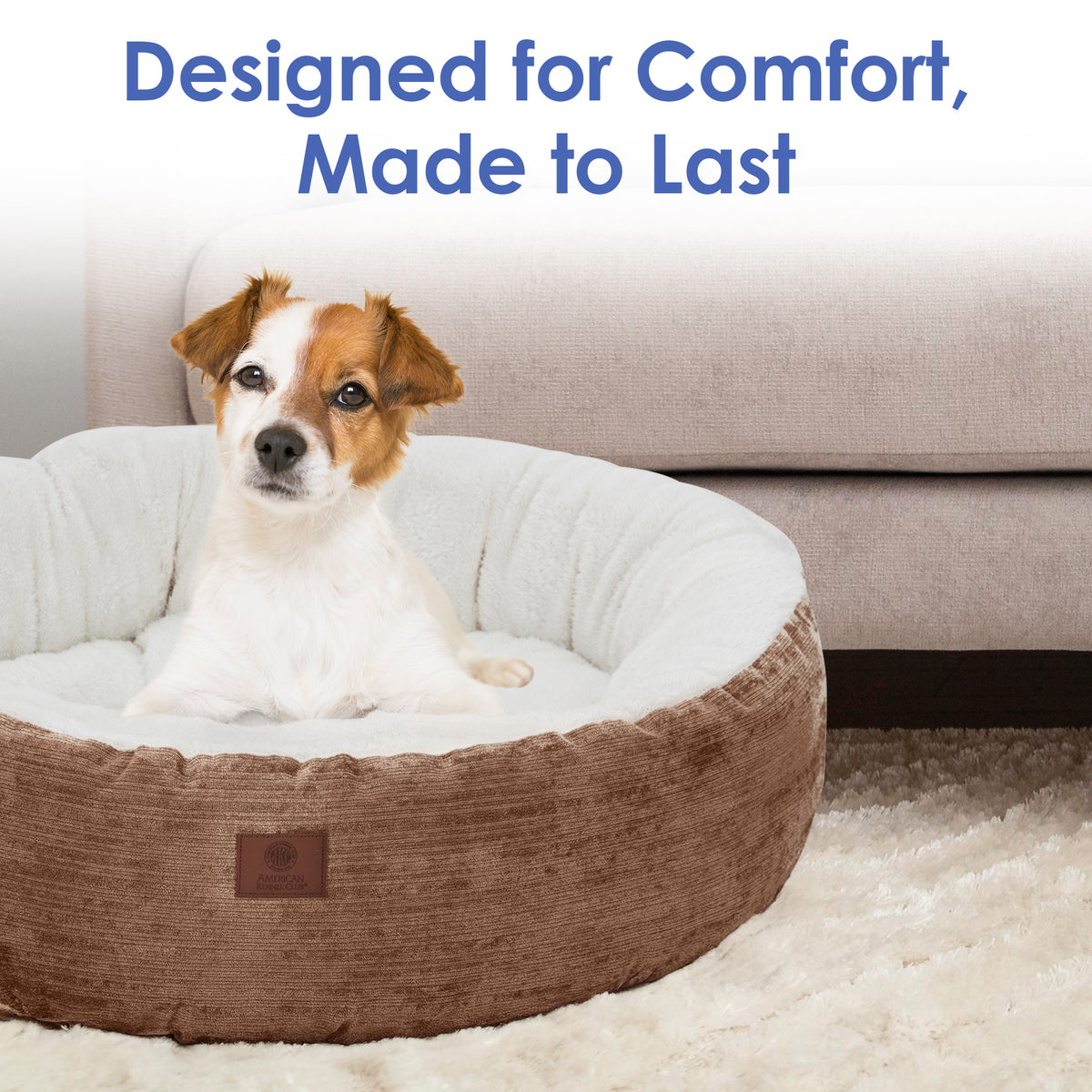 Akc Mason 25" Round Pet Bed Rolled Package Brown