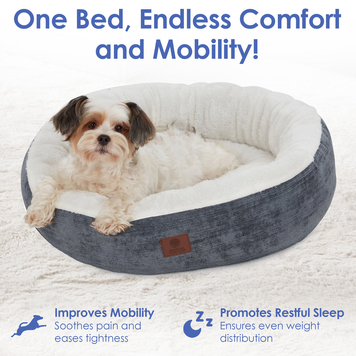 Akc Mason 25" Round Pet Bed Rolled Package Gray