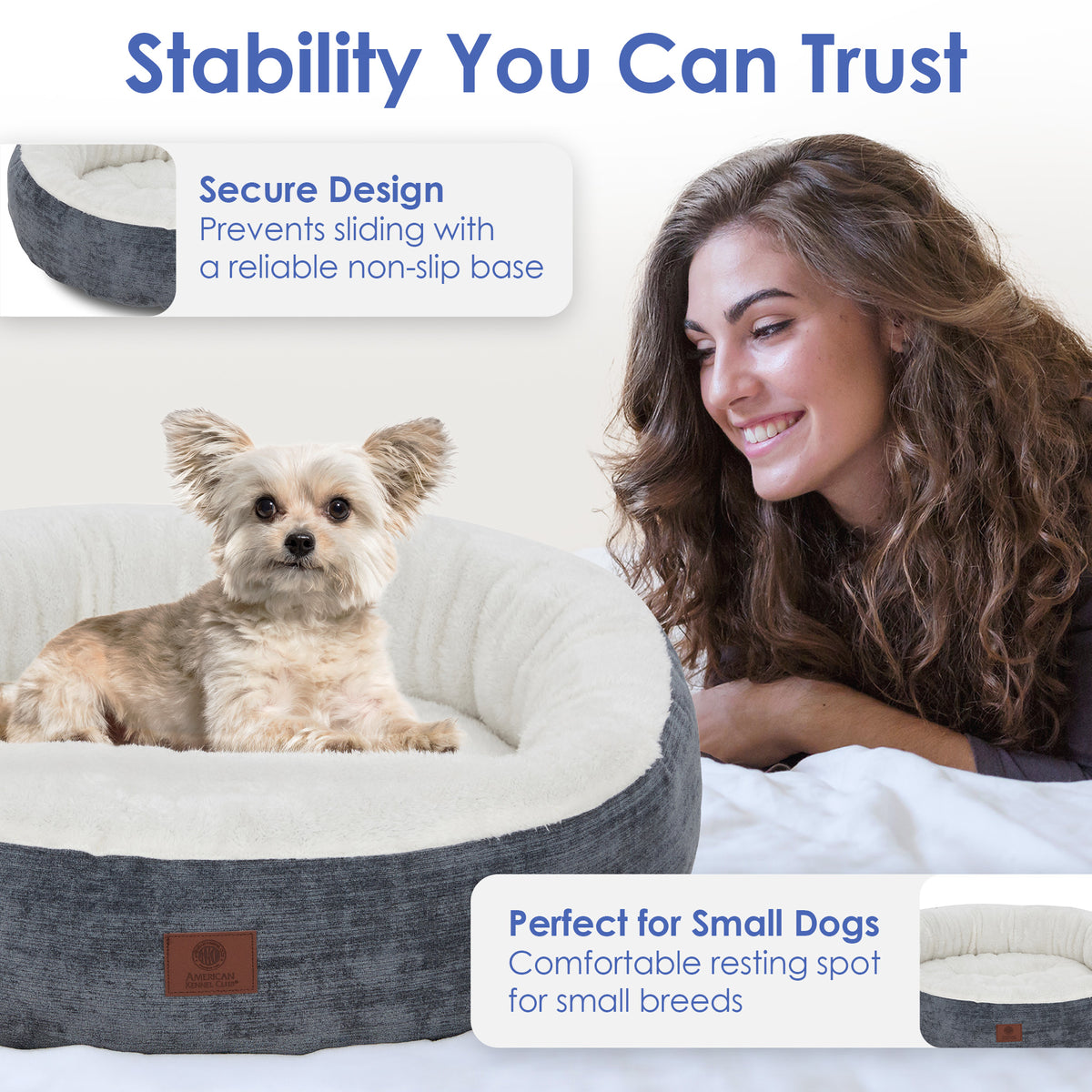 Akc Mason 25" Round Pet Bed Rolled Package Gray