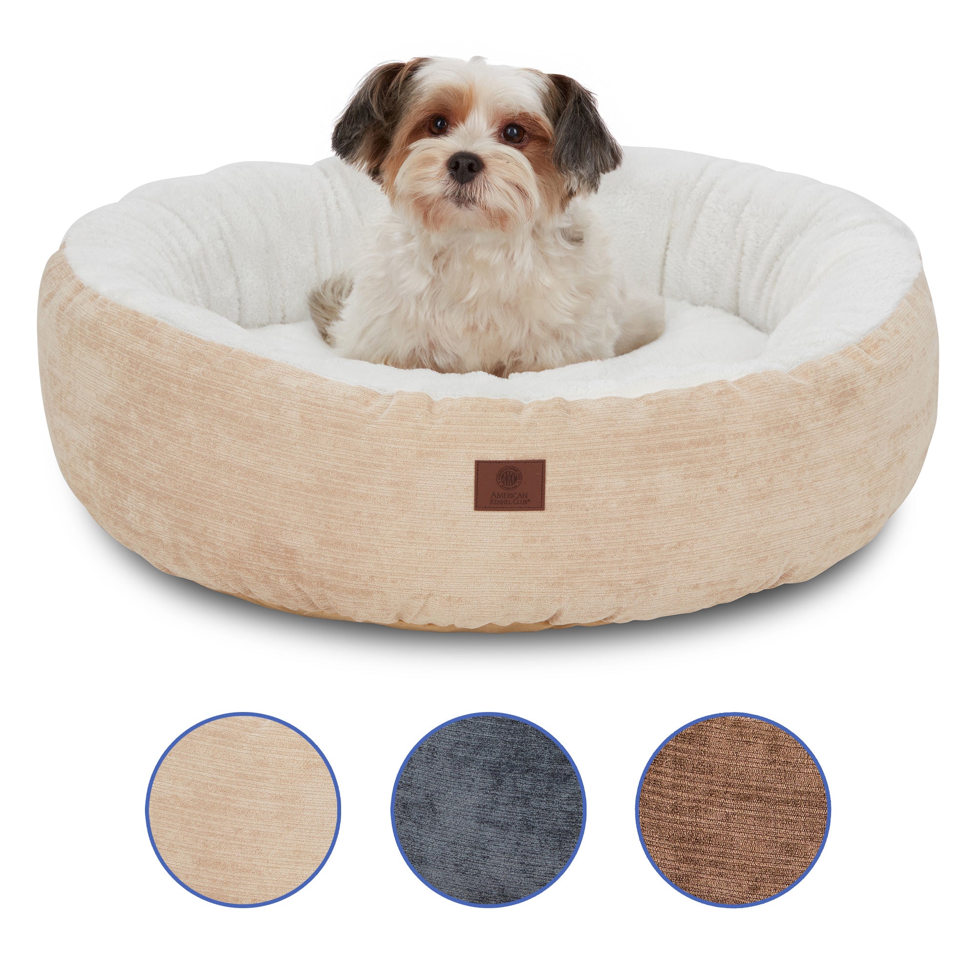 Akc Mason 25" Round Pet Bed Rolled Package Tan