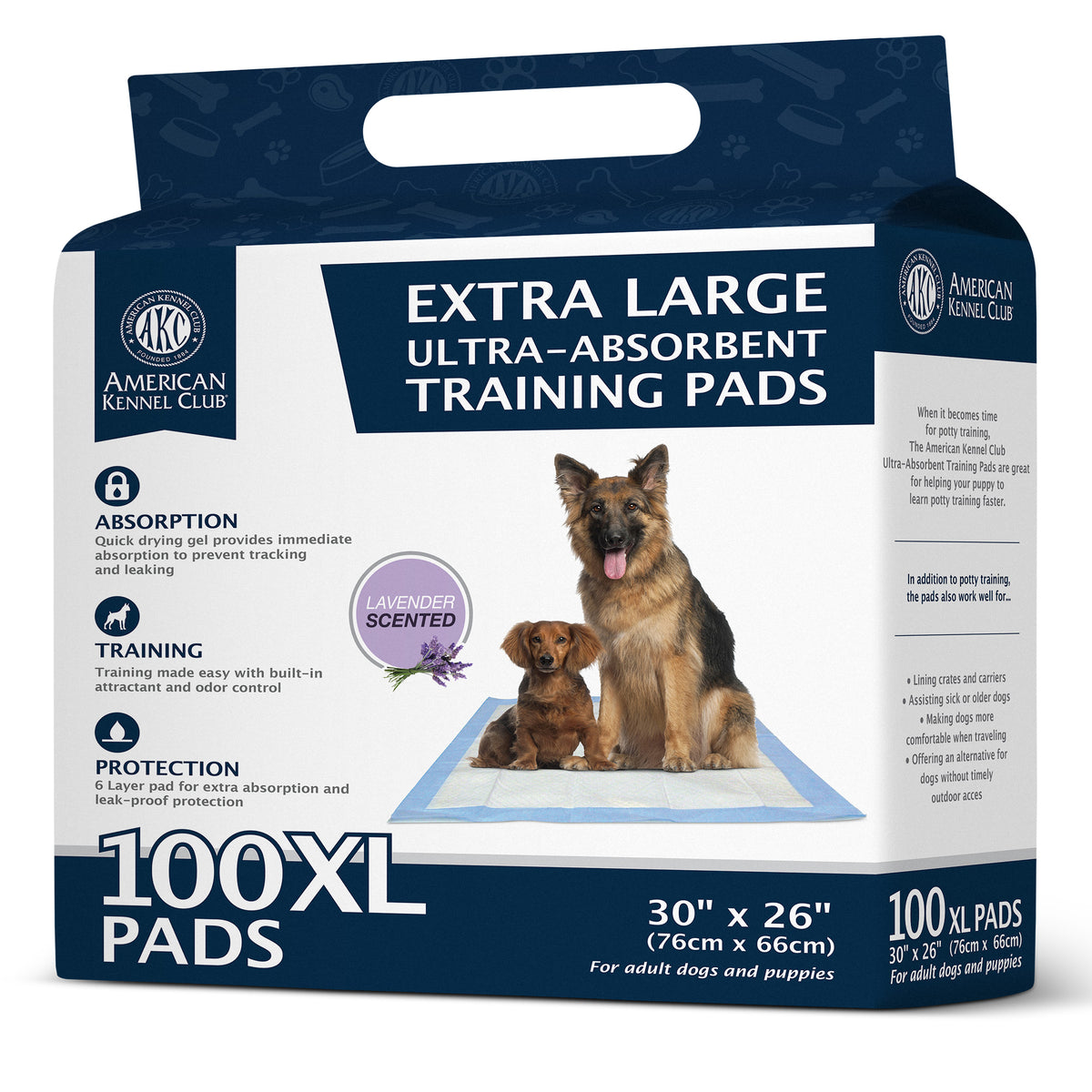 Akc 100Ct 30" X 26" Xl Training Pad Lavender Scent