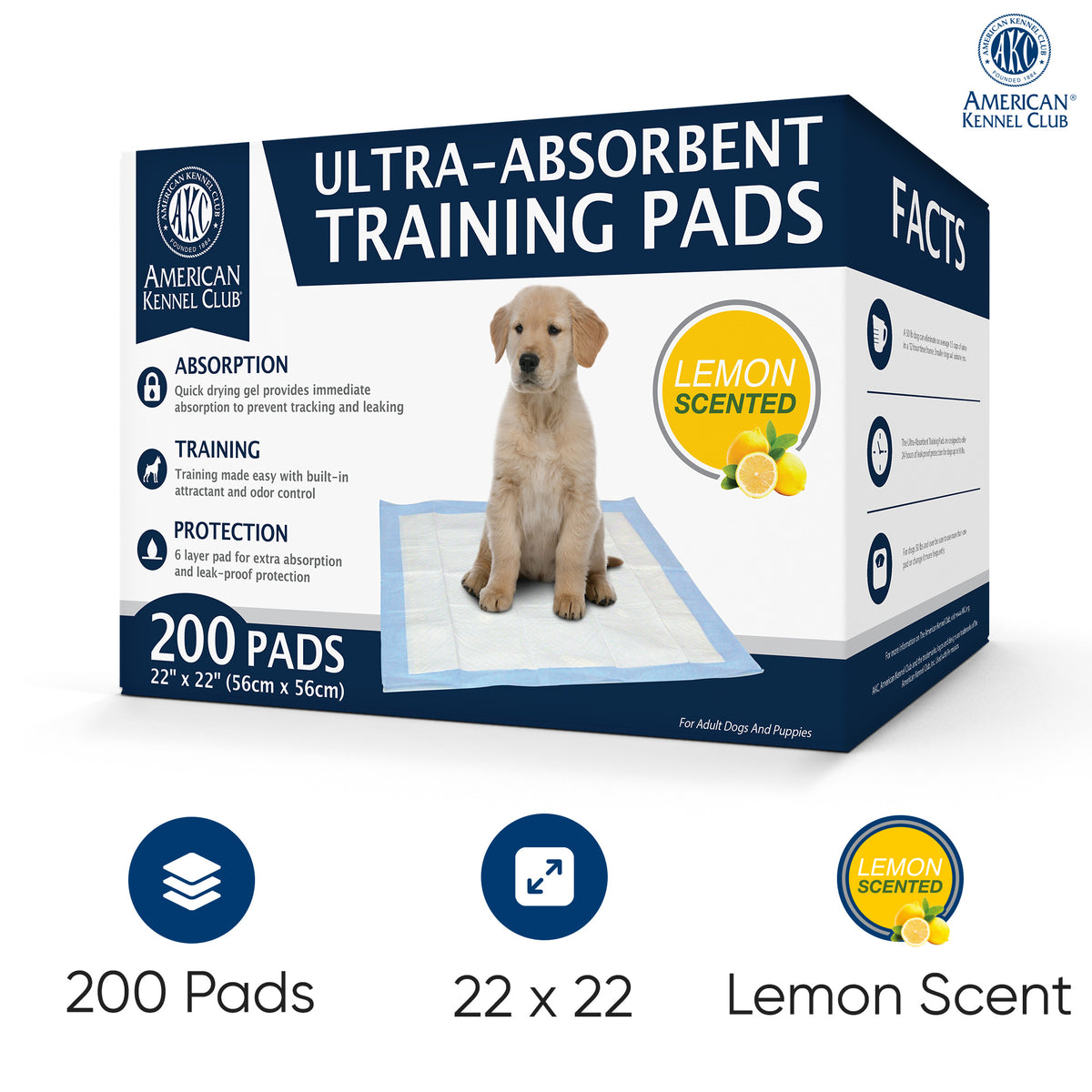 Akc 200 Count Lemon Scent Training Pad In A Box
