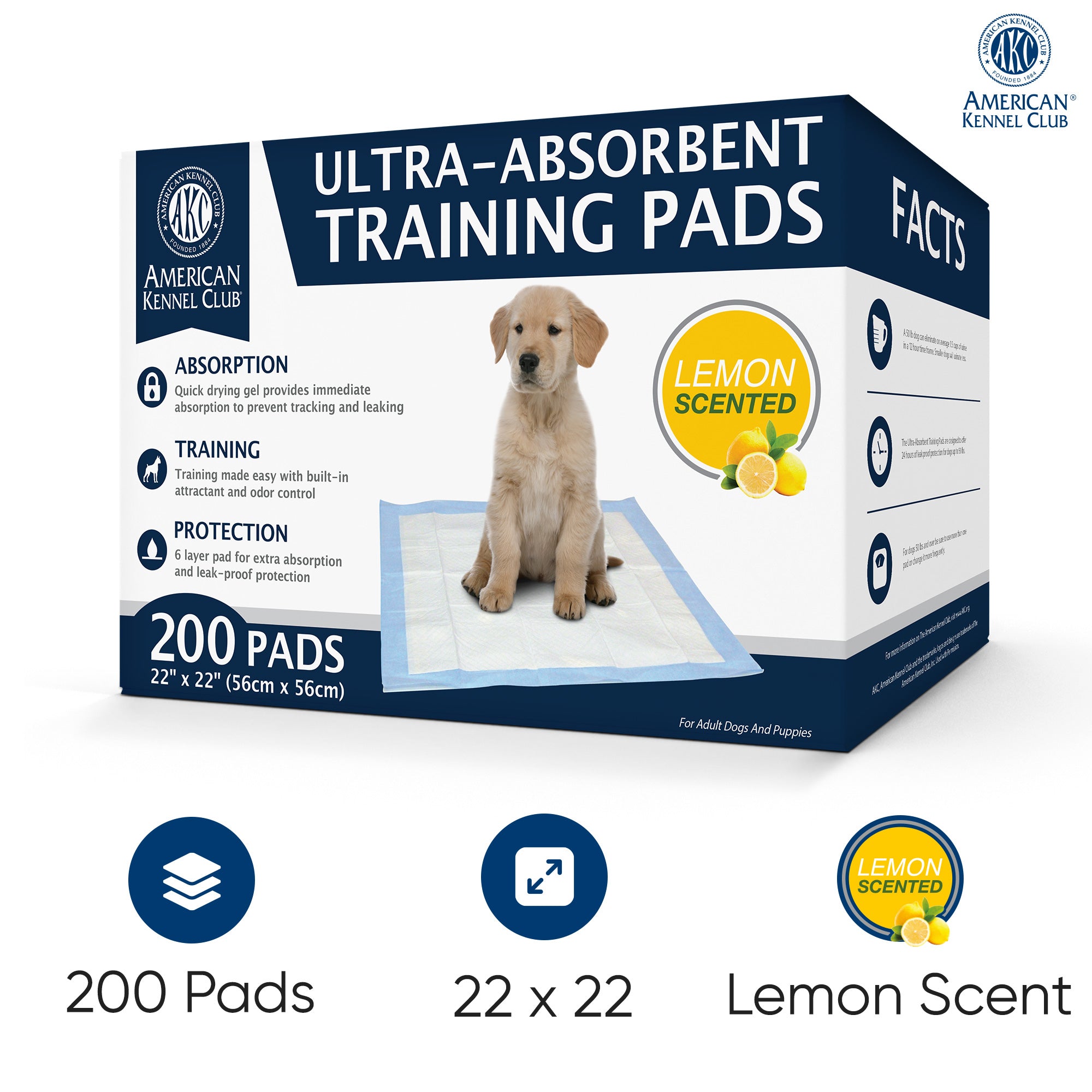 Akc 200 Count Lemon Scent Training Pad In A Box