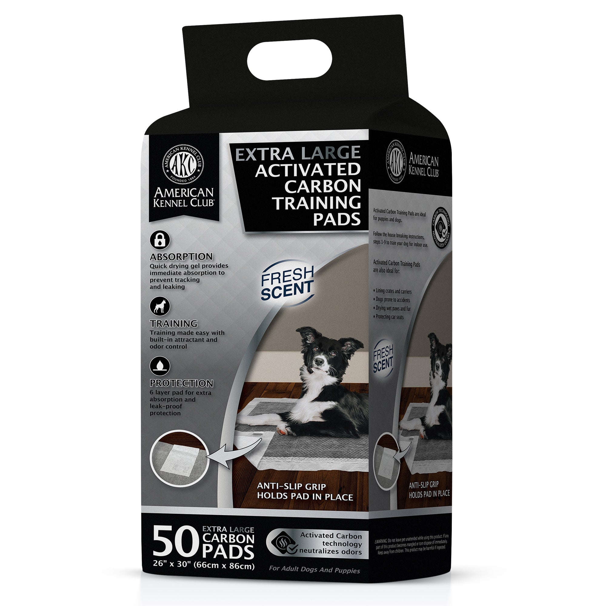Akc 50 Ct Carbon Training Pads Xl 26" X 30"