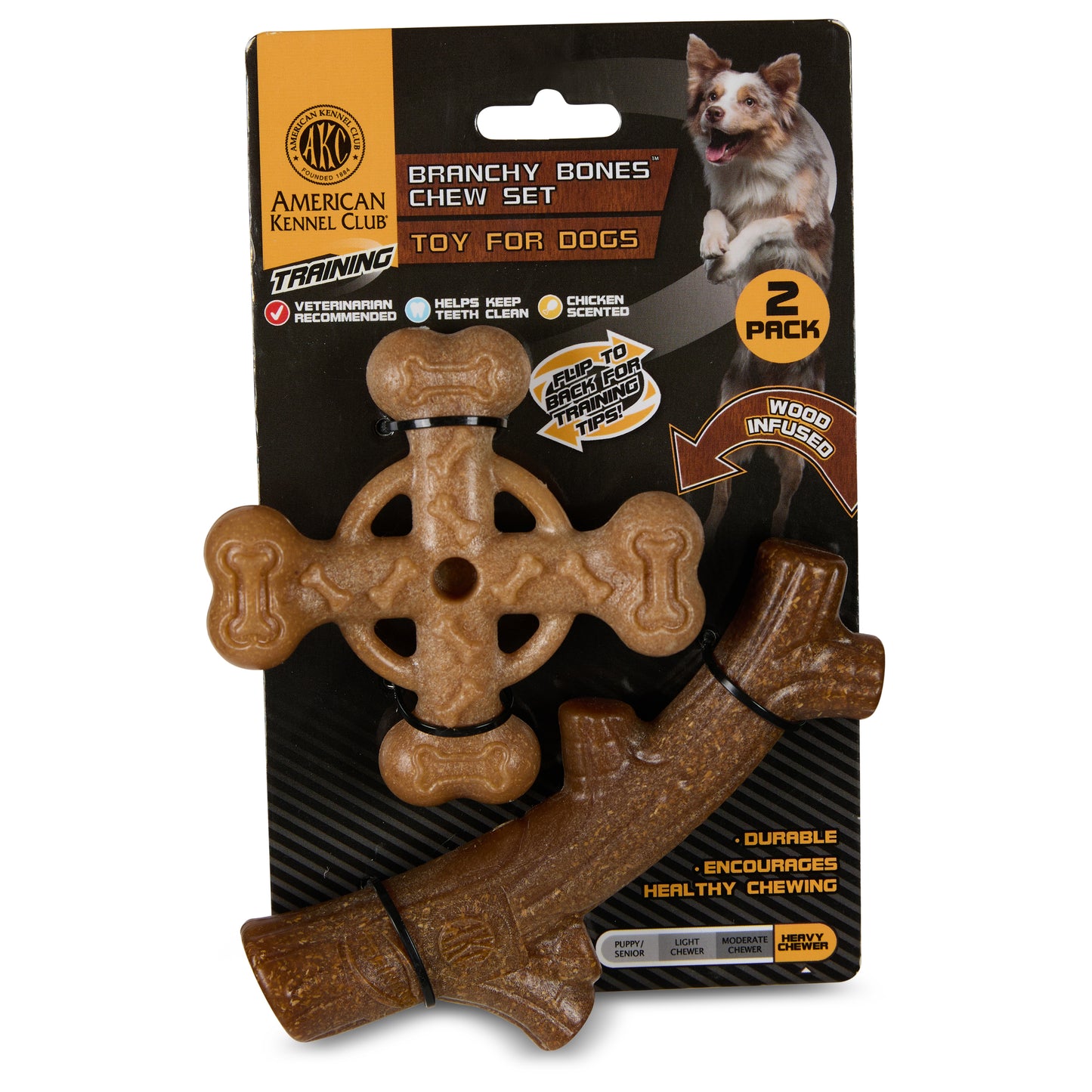 AKC TRAINING 2 PK PP ASSORTED DOG TOY