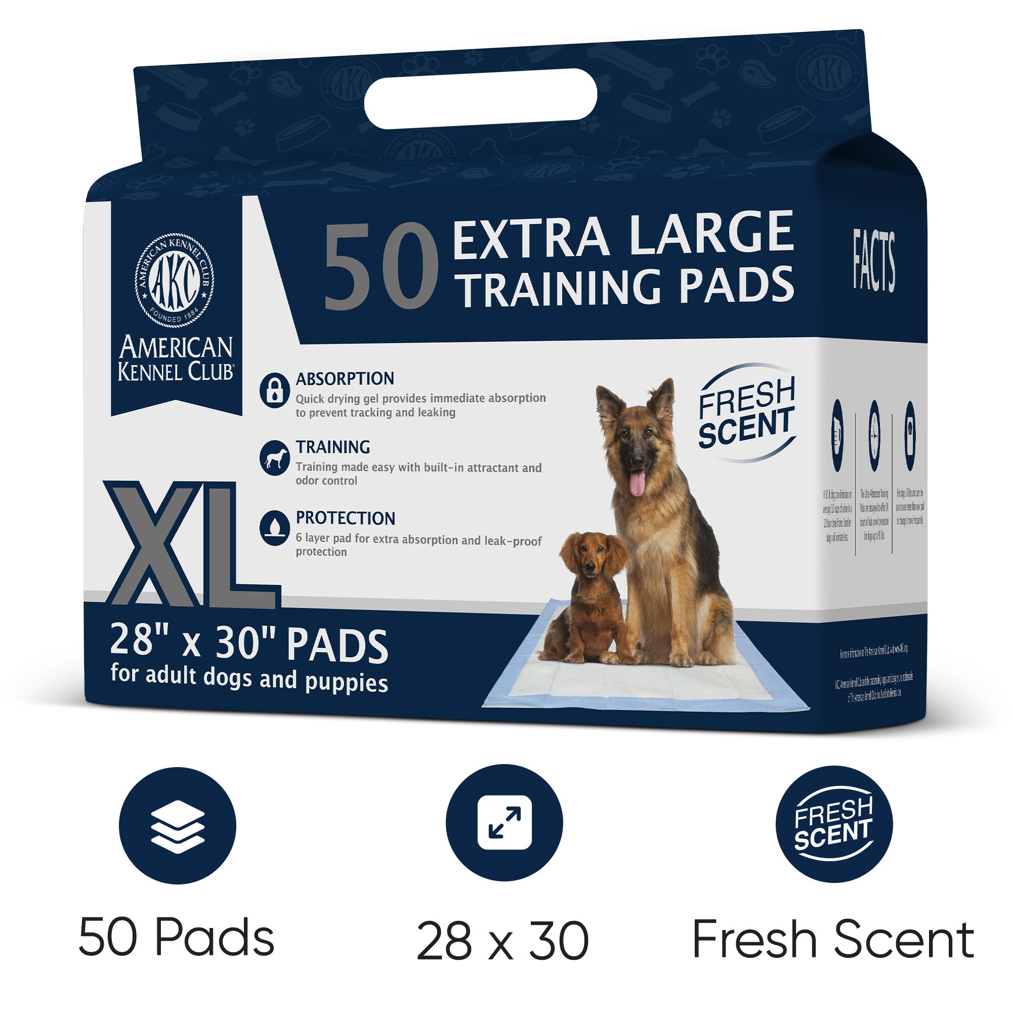 Akc Fresh Scent Xl 50Ct Training Pads 28" X 30"