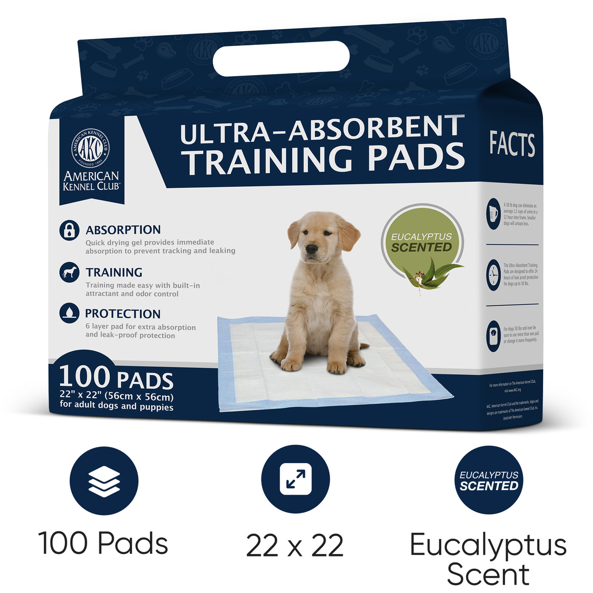 Akc 100 Count Eucalyptus Scent Training Pads