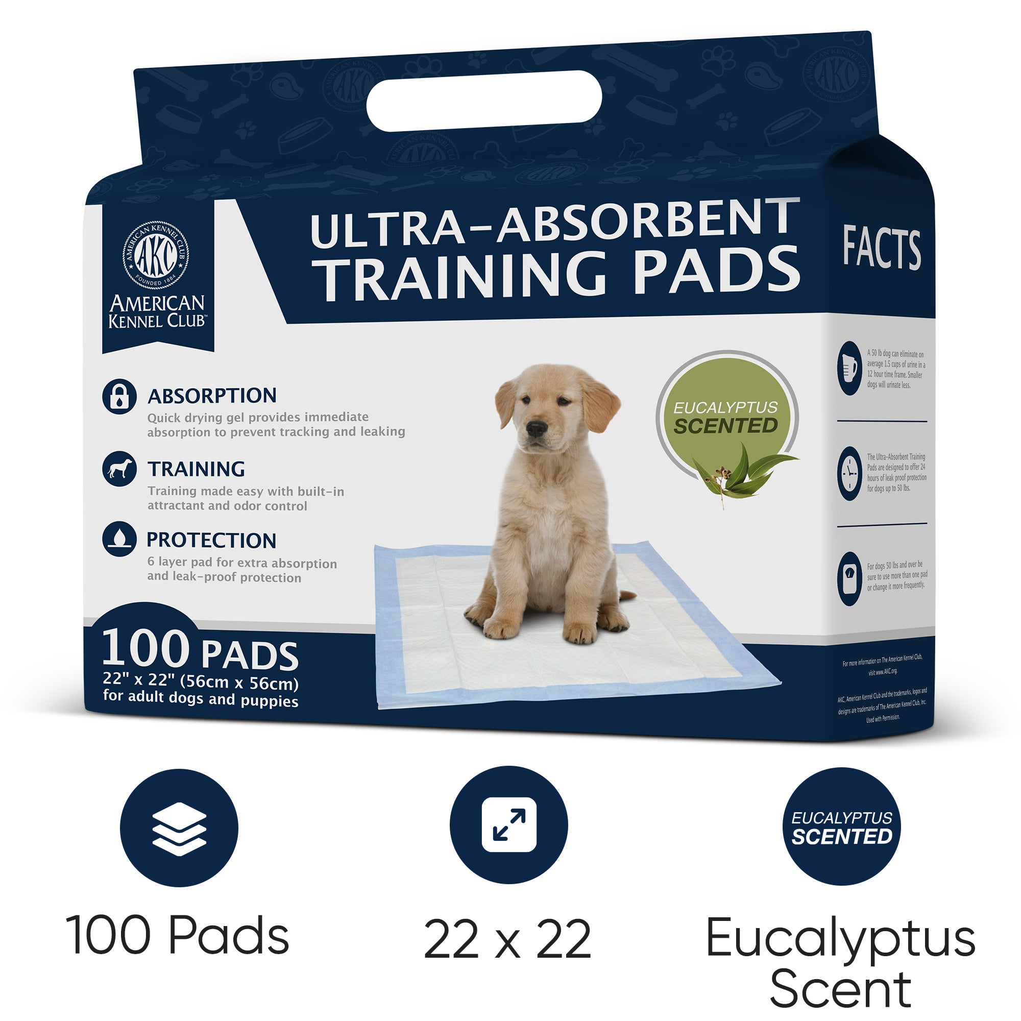 Akc 100 Count Eucalyptus Scent Training Pads