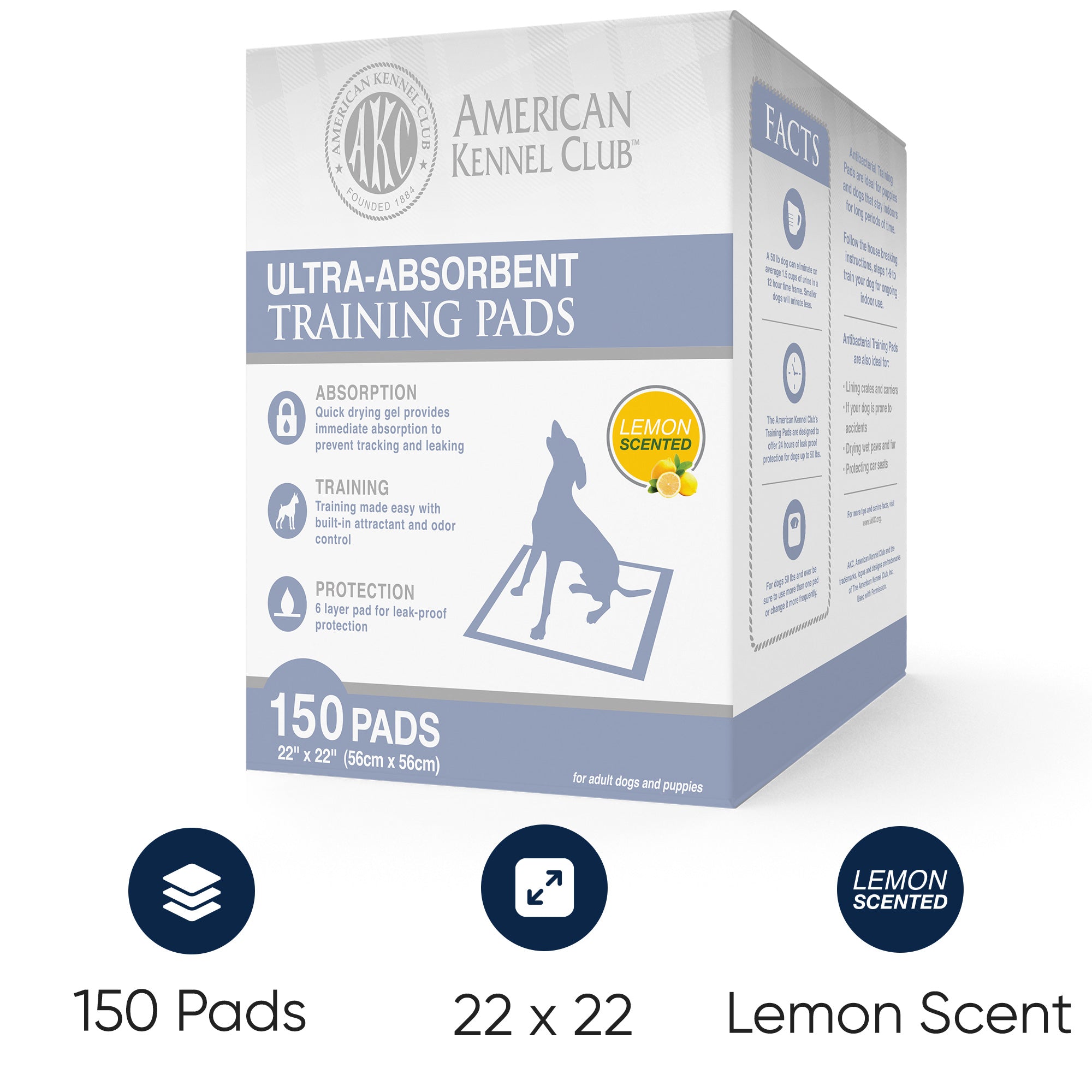 Akc 150 Count Lemon Scent Training Pads In A Box