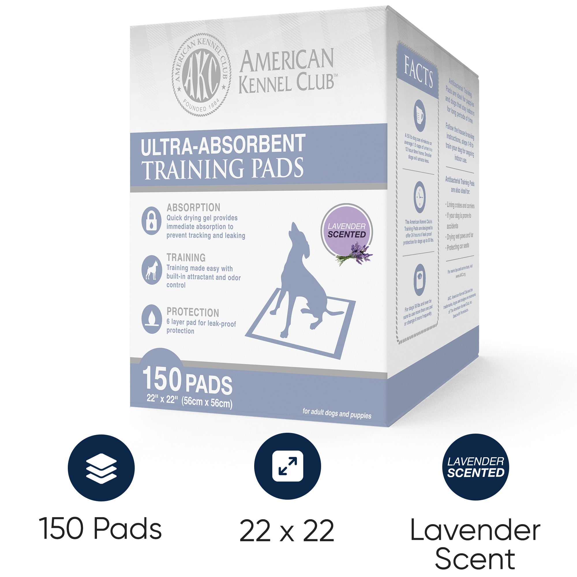 Akc 150Pk Puppy Pad Lavender Scent White Box