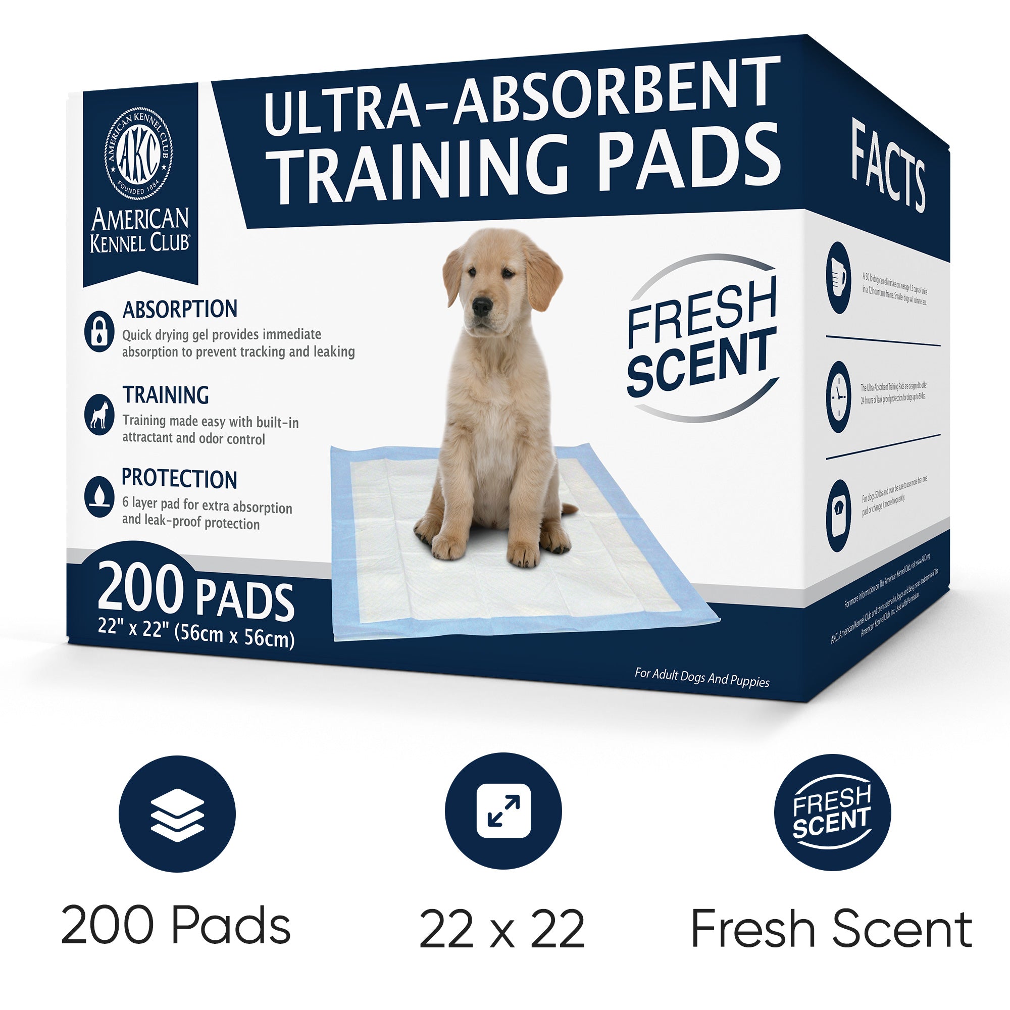 Akc 200 Count Fresh Scent Training Pads In Akc Box