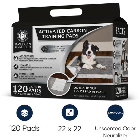 Akc 120 Ct Carbon Training Pads 22" X 22" With Antislip Stickers