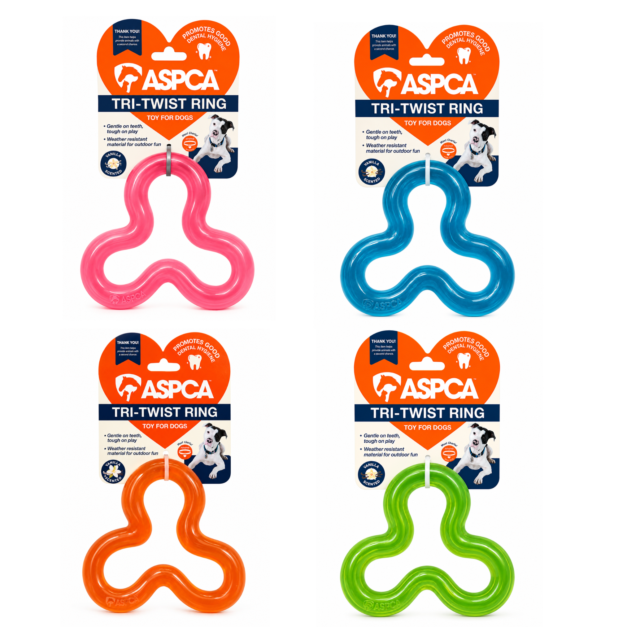 Aspca Tpr Translucent Twist Clover Shaped Dog Toy