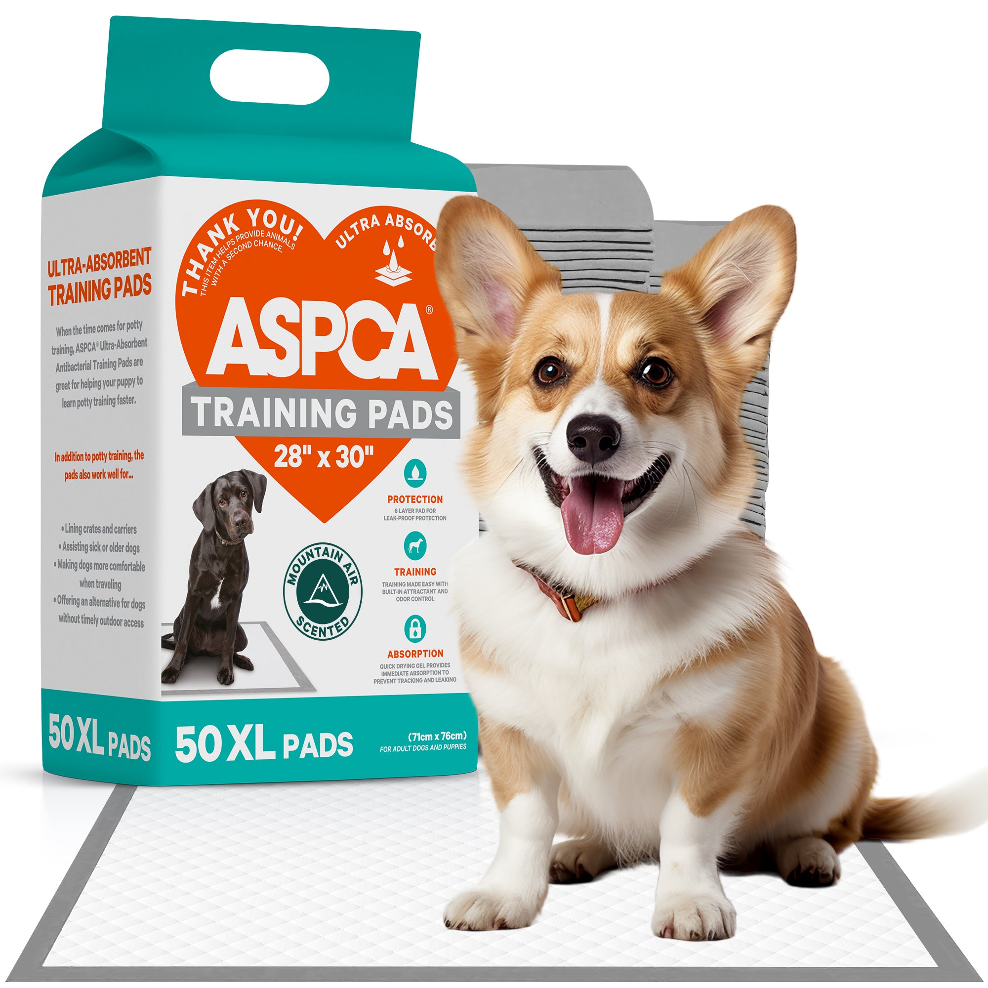 Aspca 50 Count Xl Mountain Fresh Scent 30" X 28" Training Pads