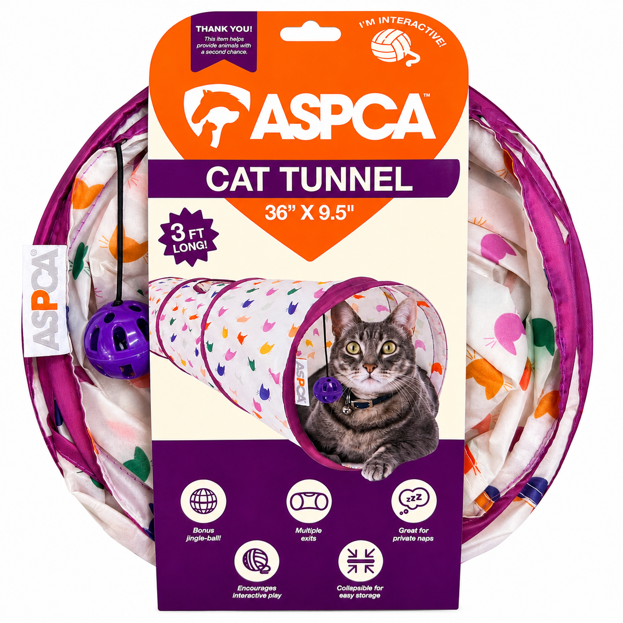 Aspca Cat Silhouette Printed Cat Tunnel