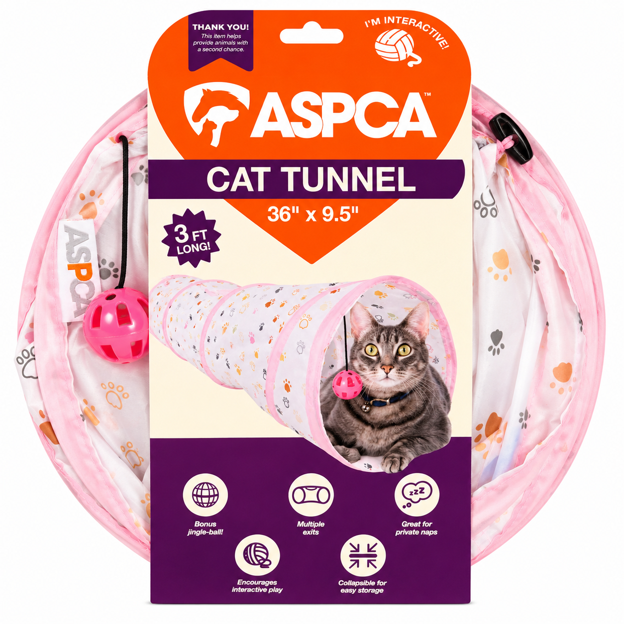 Aspca Paw Printed Cat Tunnel