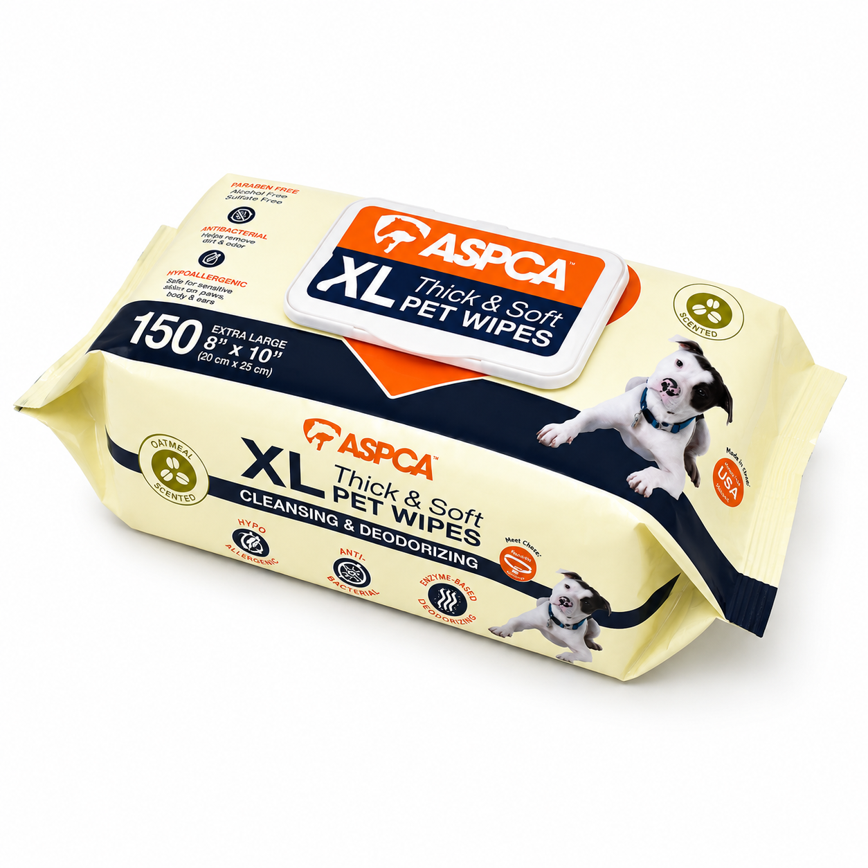 Aspca 150 Ct Xl Pet Wipes Oatmeal Scent 10" X 8"