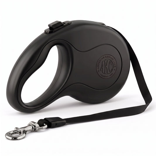 Akc Retractable Leash Small 3M/9.8Ft Black