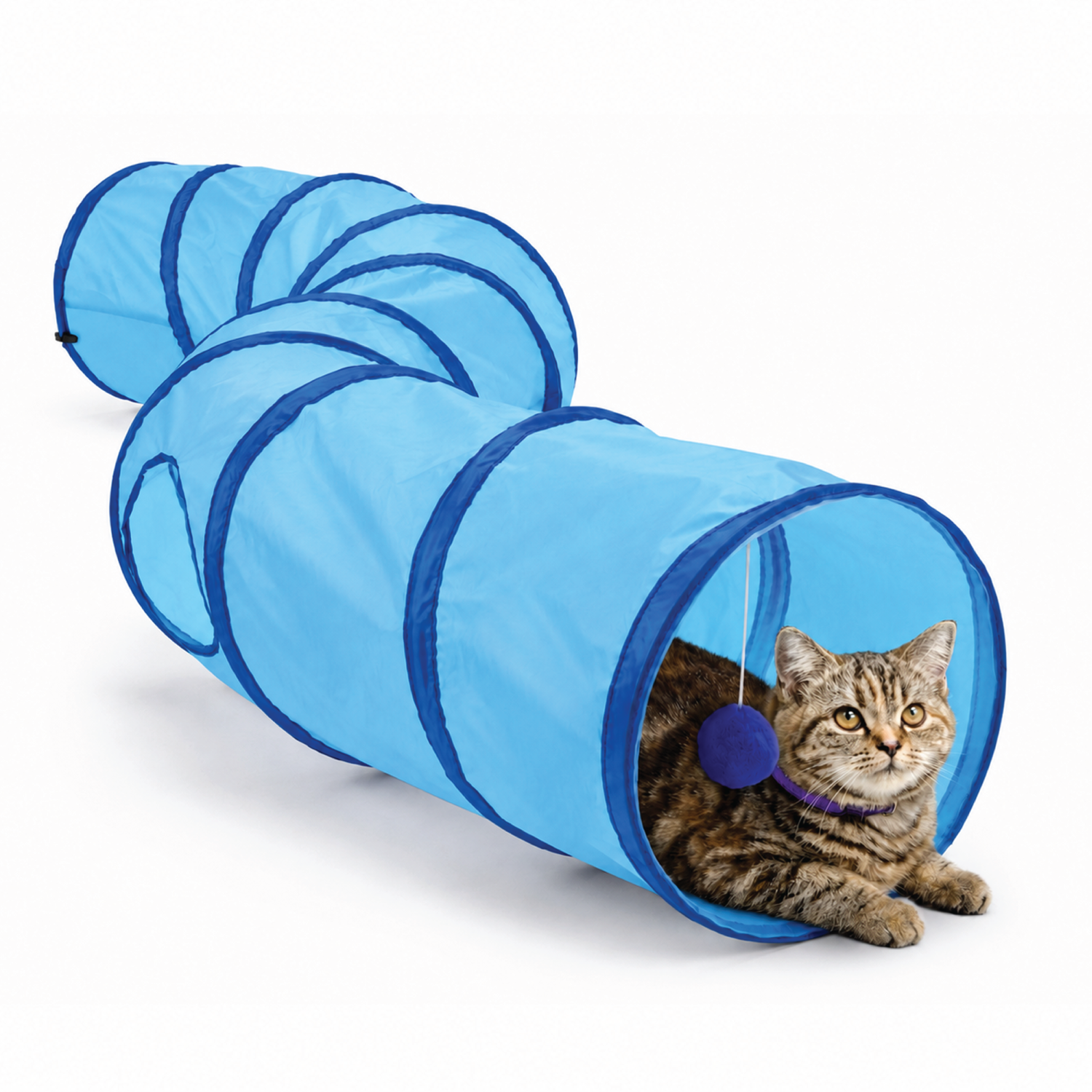 Aspca S-Shape Cat Tunnel With Ball Blue