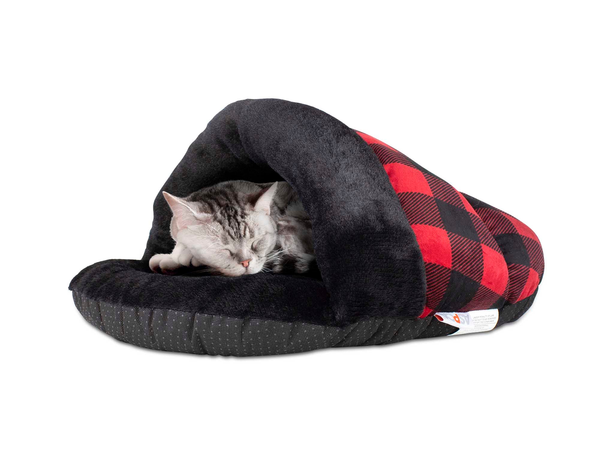 Aspca Cat Slipper Bed Red Buffalo Check