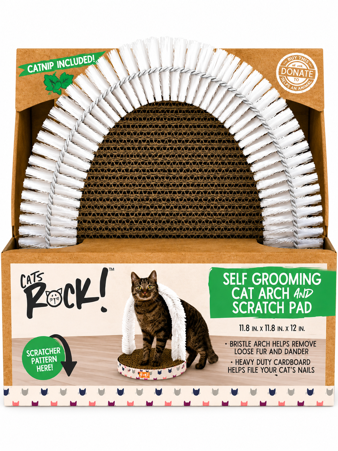 Cats Rock Cat Scratch Pad With Wire Brush And Catnip Stripes