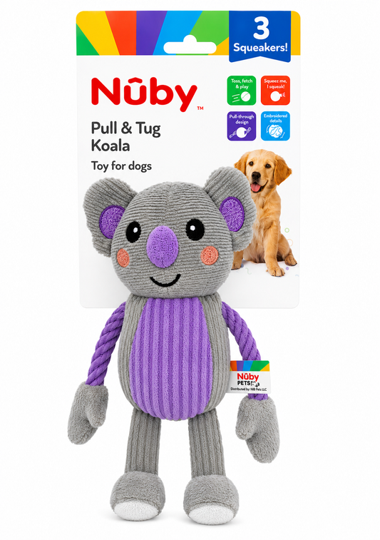 Nuby Crinkle And Squeak Plush With Pull And Tug Arms Puppy Toy Koala