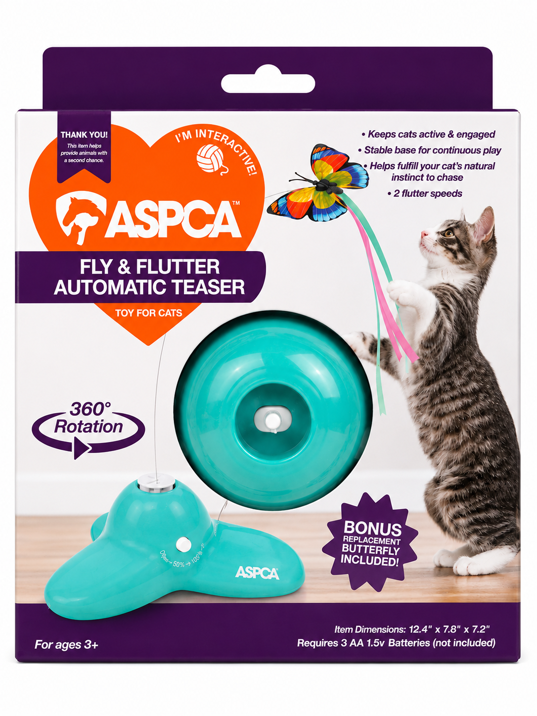 Aspca Butterfly Chase Toy Battery Operated Cat Toy Blue