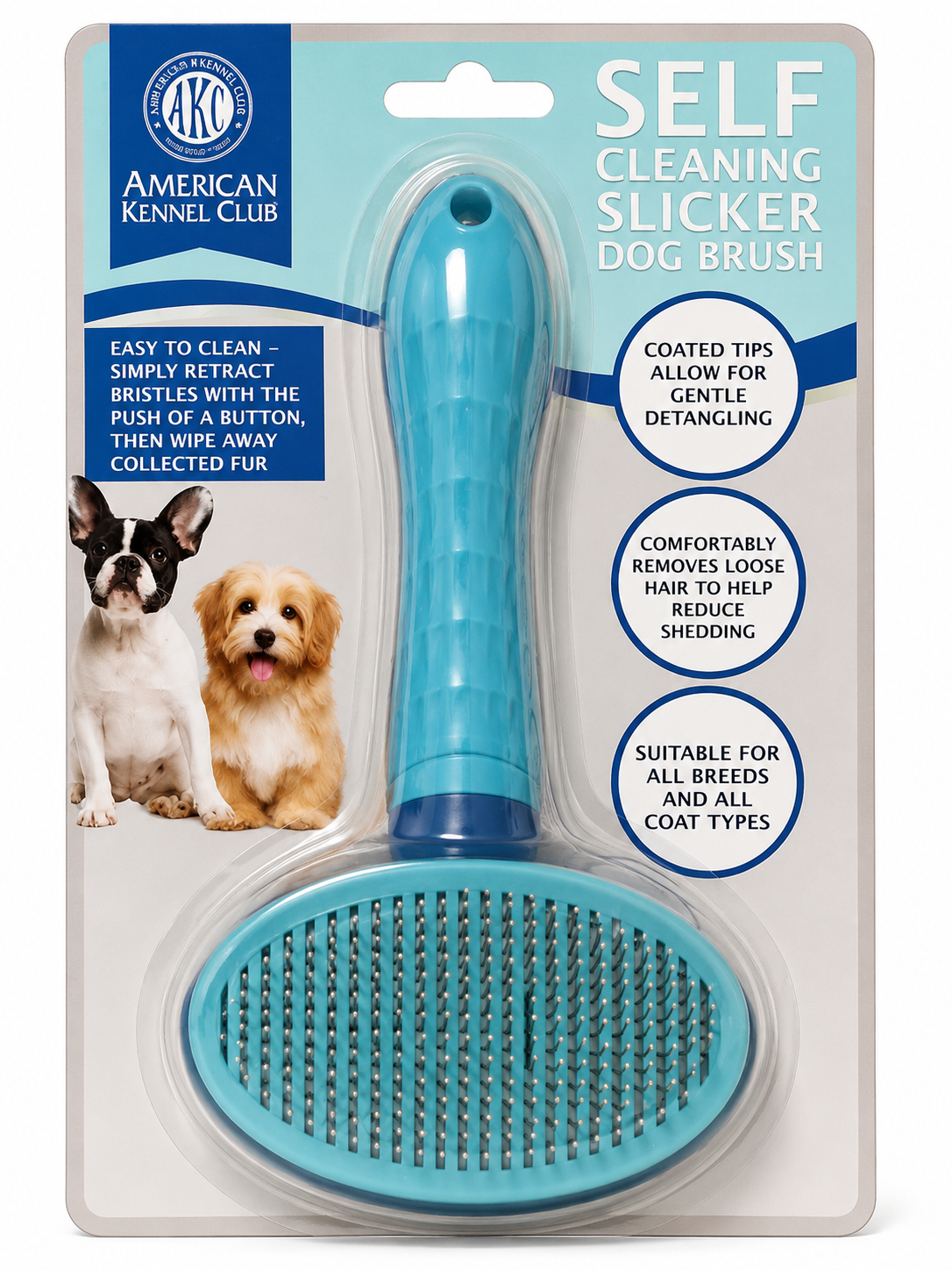 Akc Self Cleaning Slicker Brush For Dogs