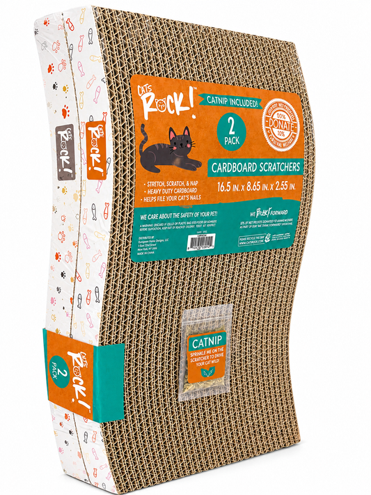 Cats Rock 2 Pk Wave Cat Scratcher Paws And Sardines