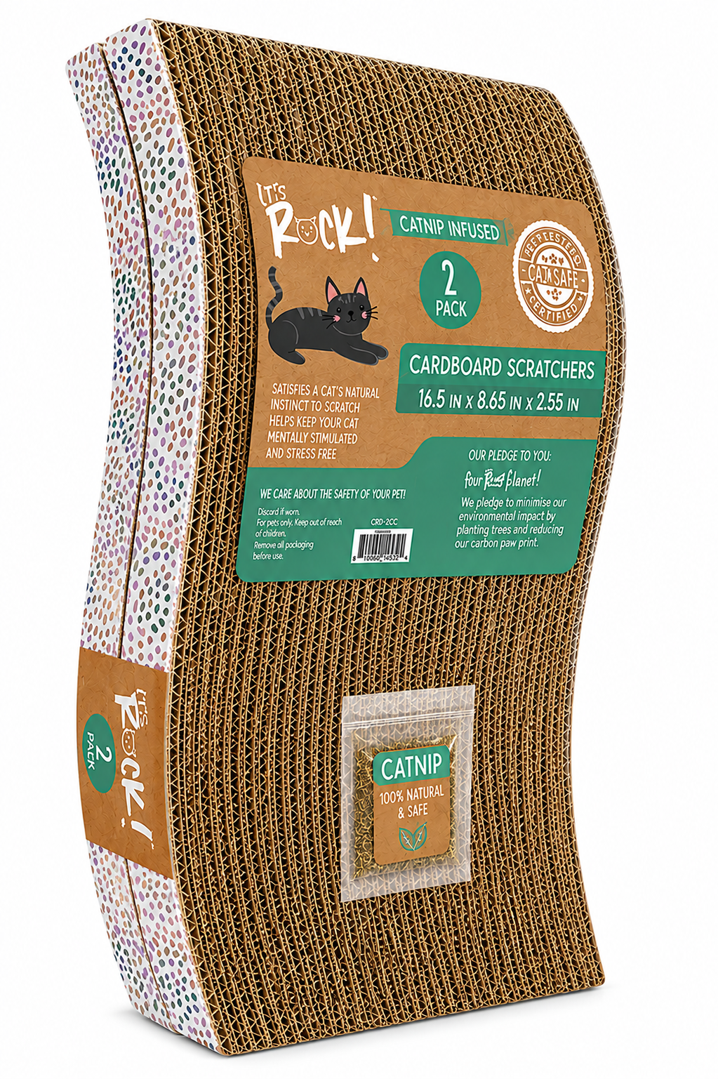 Cats Rock 2 Pk Wave Scratcher Colorful Leopard