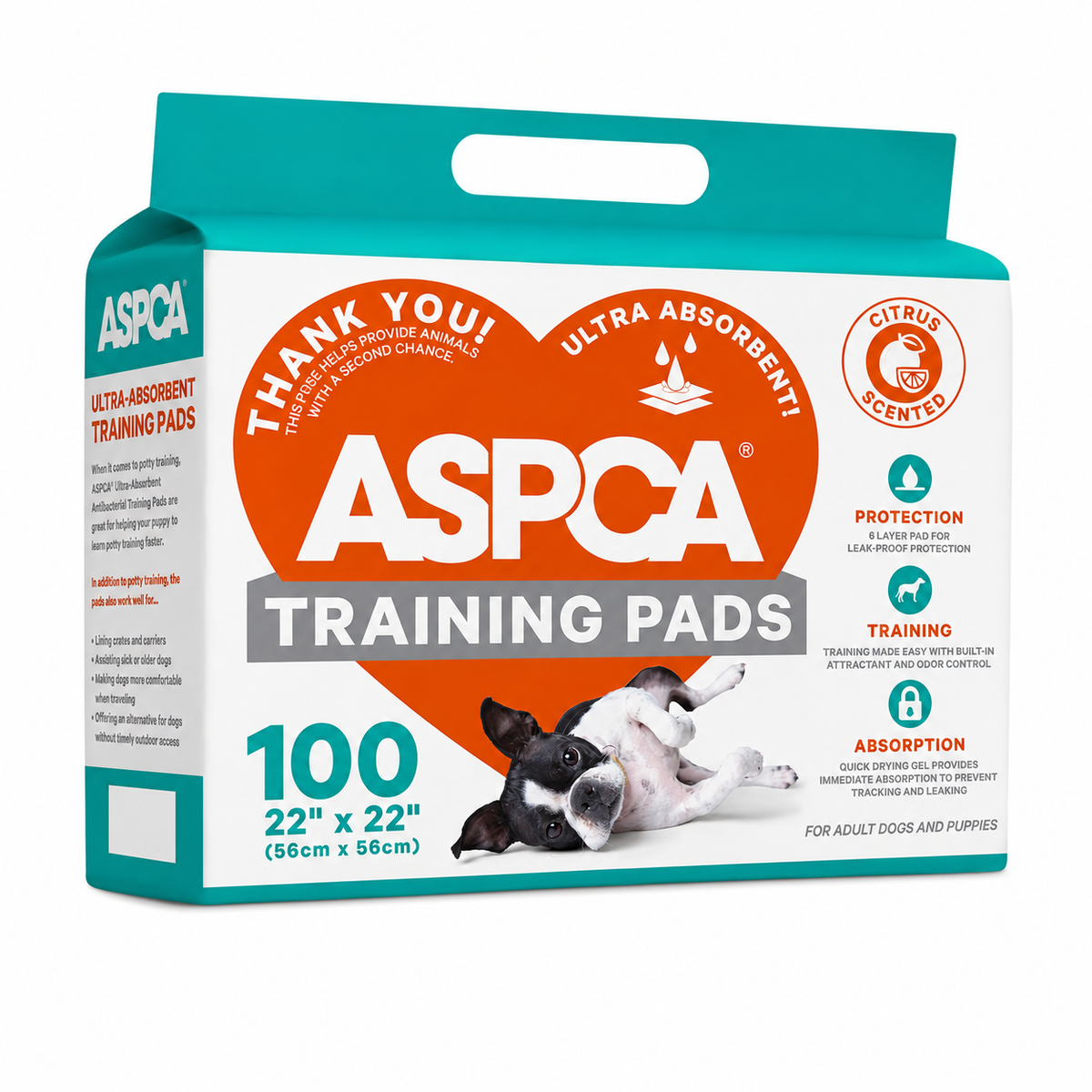 Aspca Citrus Scent 100Ct Training Pads 22" X 22"