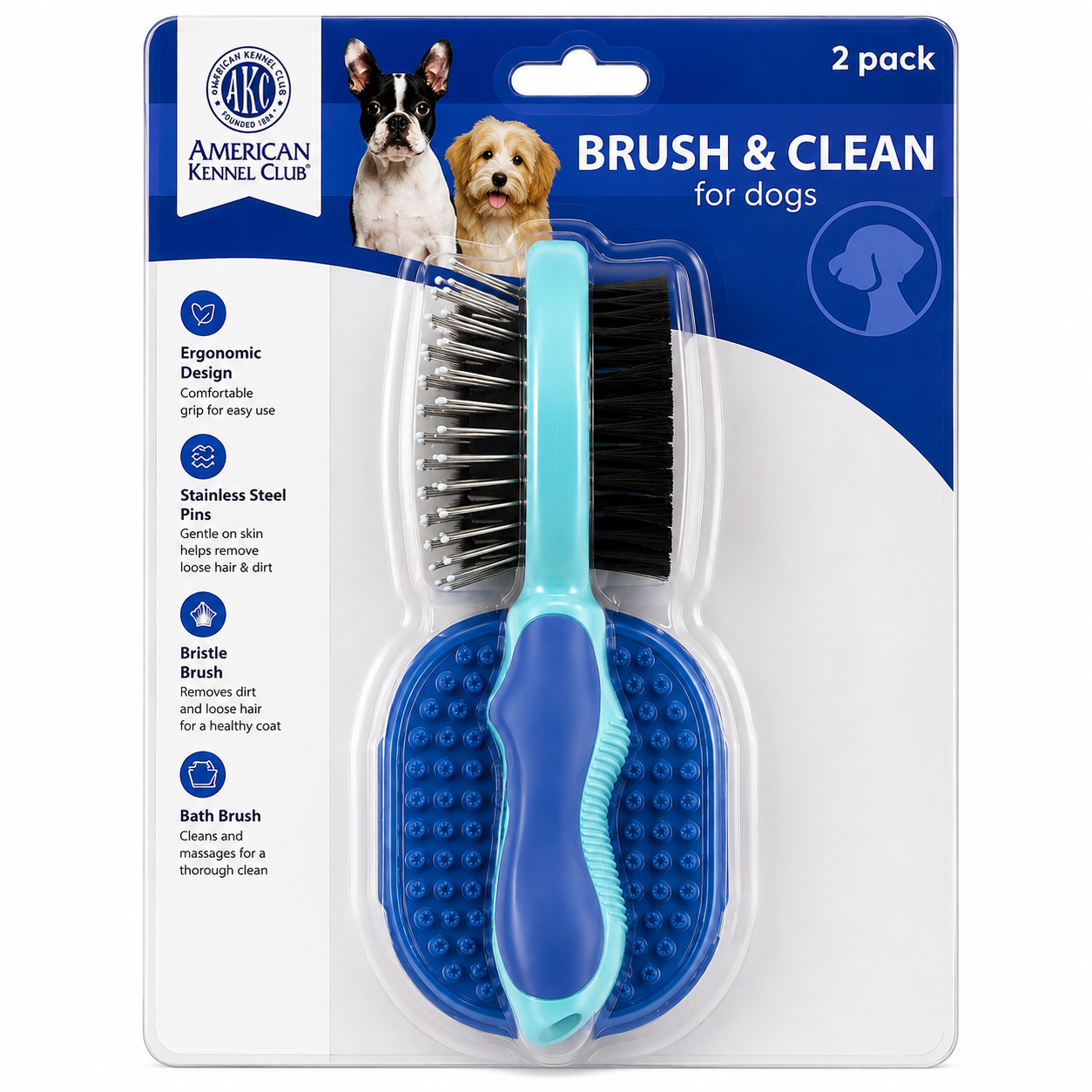 Akc 2Pcs Dog Brush