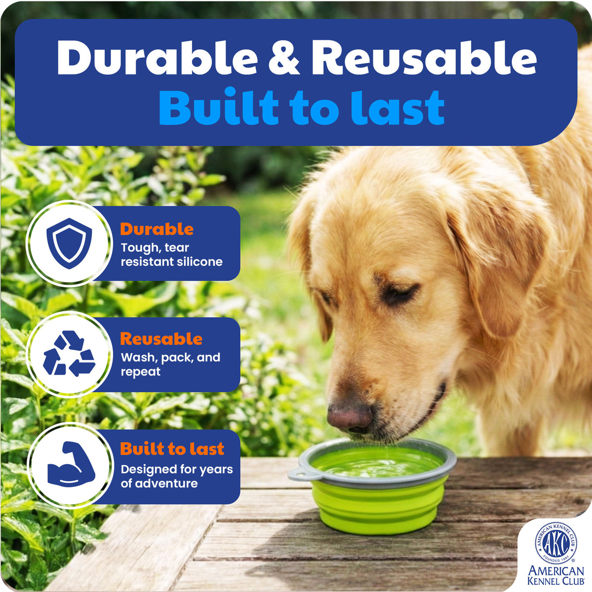 Akc 2 Pk Collapsible Travel Bowl Gray/Green