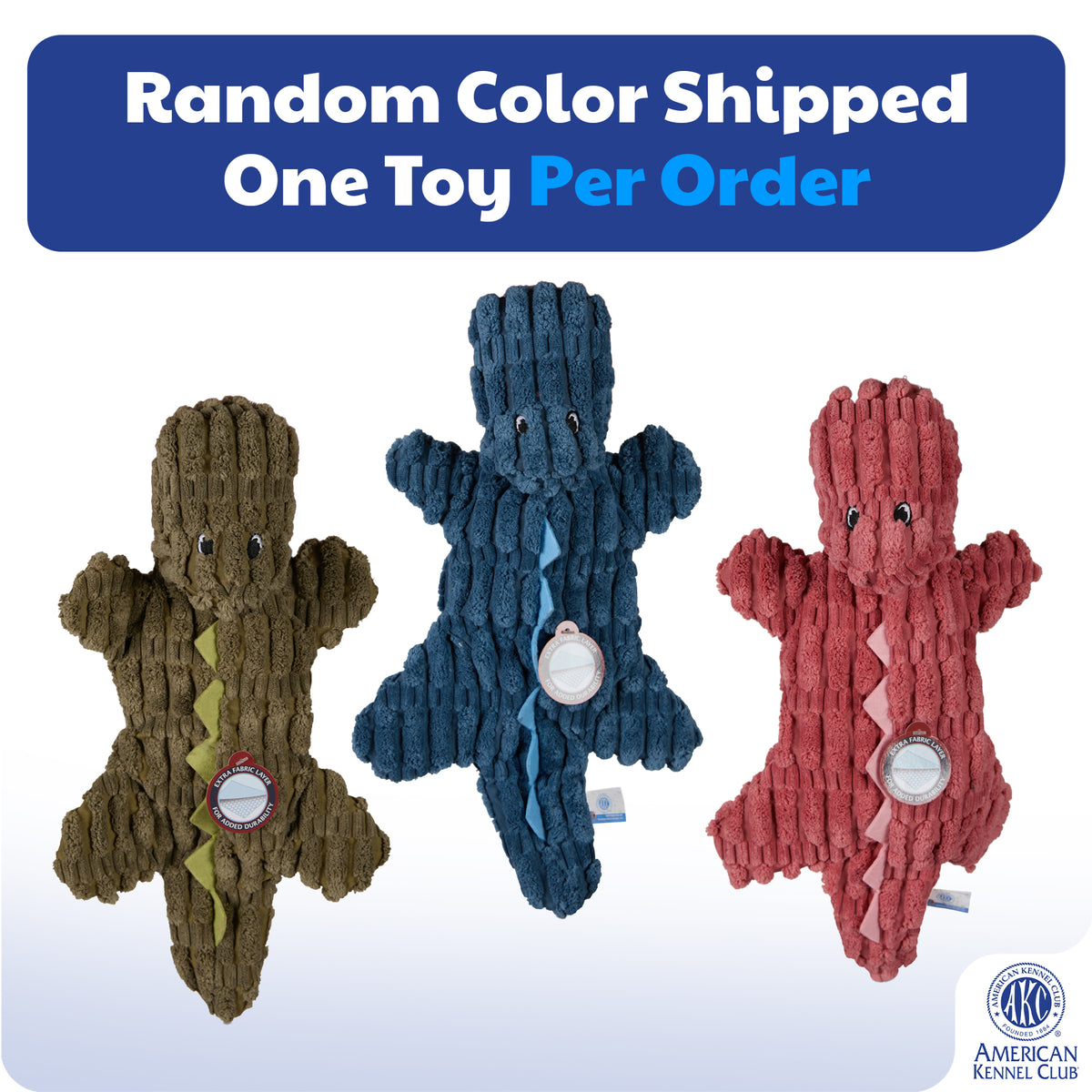 Akc Extra Crinkle Corduroy Dino Toy
