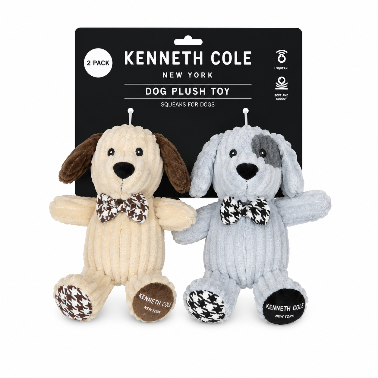 Kenneth Cole 2Pk Corduroy Plush Dogs Dog Toy