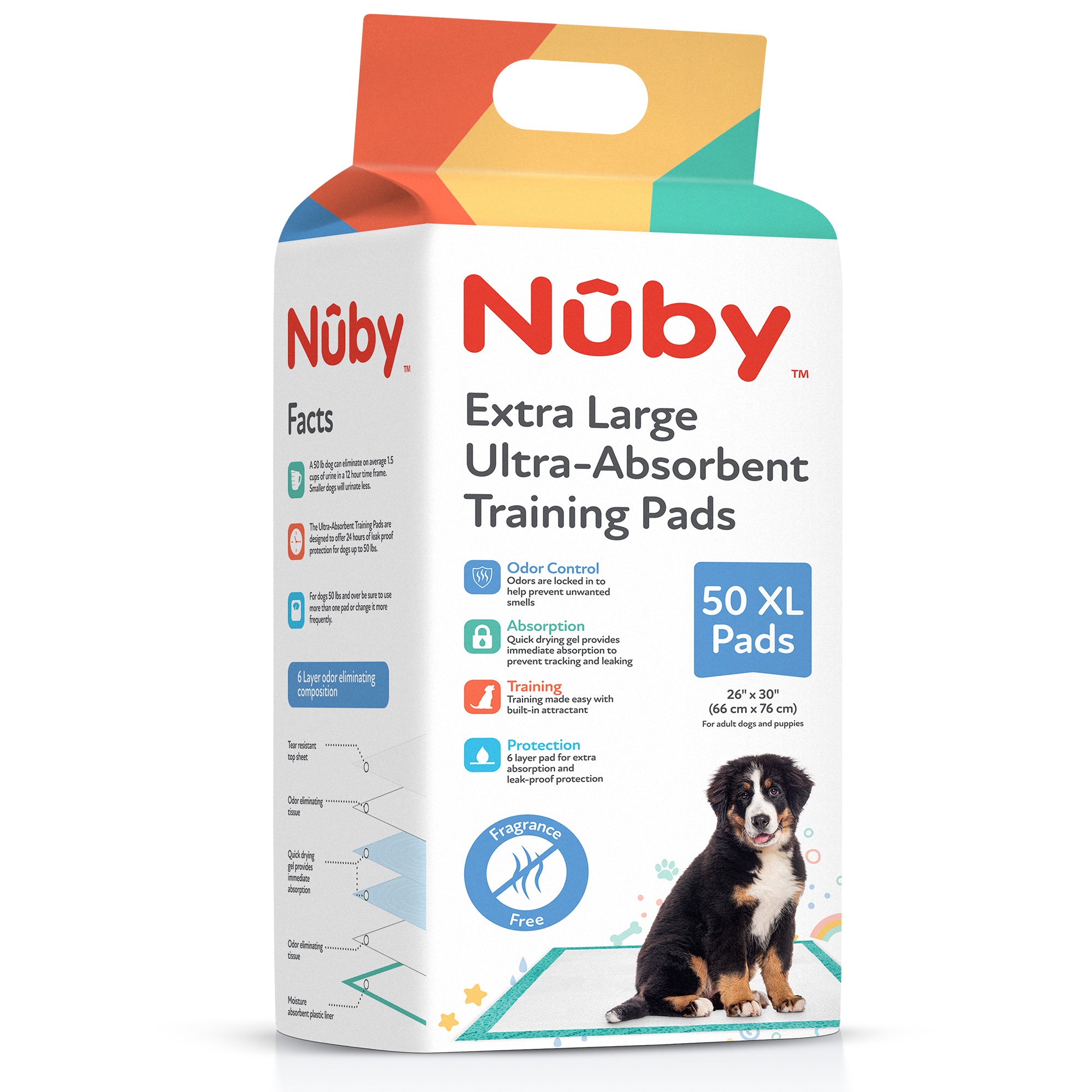 Nuby 50Ct Unscent Puppy Training Pad 26*30 W/Logo Print Print Polybag Package