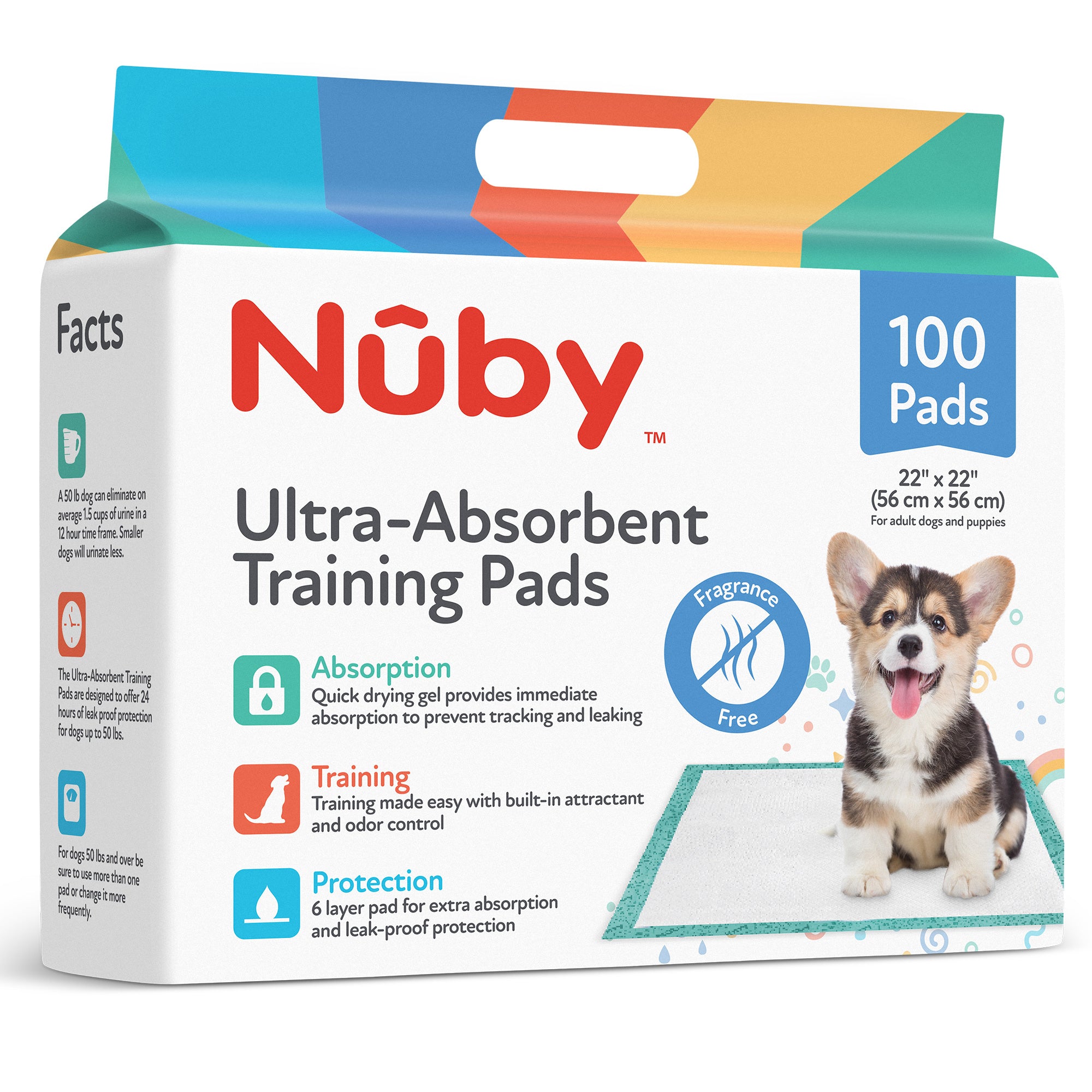 Nuby 100Ct Unscent Puppy Training Pad 22X22 W/Logo Print Print Polybag Package