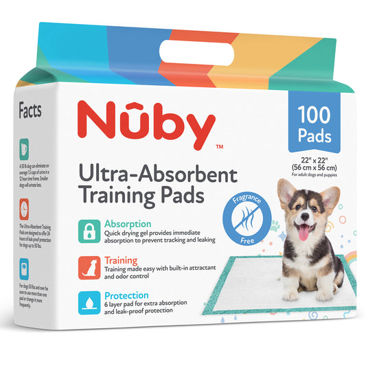 Nuby 100Ct Unscent Puppy Training Pad 22X22 W/Logo Print Print Polybag Package