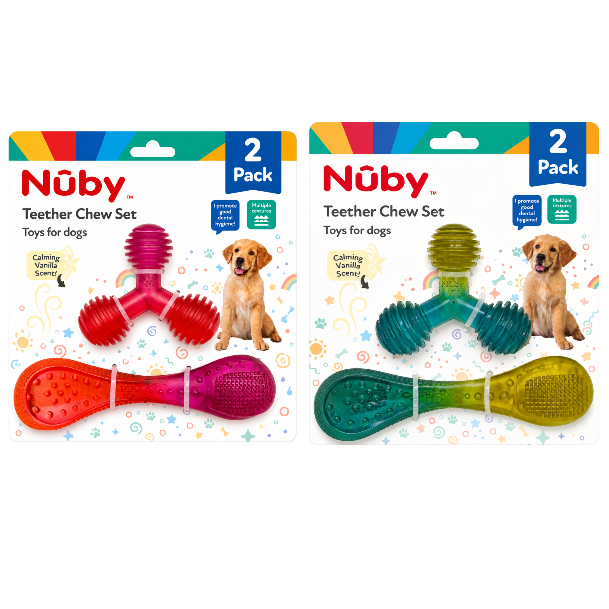 Nuby 2Pk 2 Tone Jack And Spoon Pvc Puppy Toy